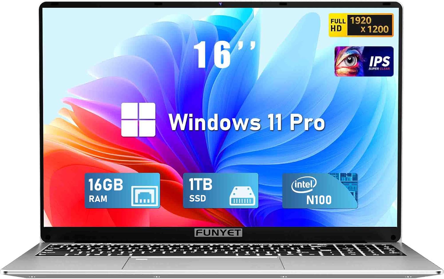16 Inch Laptop Computer | Gaming Laptop | 16GB RAM 1TB SSD | 12th Gen N100 Processor | FHD 1920 * 1200 Display | 180 Angle Opening | Backlit Keyboard | Windows 11 Pro | Fingerprint Unlock 16 Inch Laptop Computer | Gaming Laptop | 16GB RAM 1TB SSD | 12th Gen N100 Processor | FHD 1920 * 1200 Display | 180 Angle Opening | Backlit Keyboard | Windows 11 Pro | Fingerprint Unlock