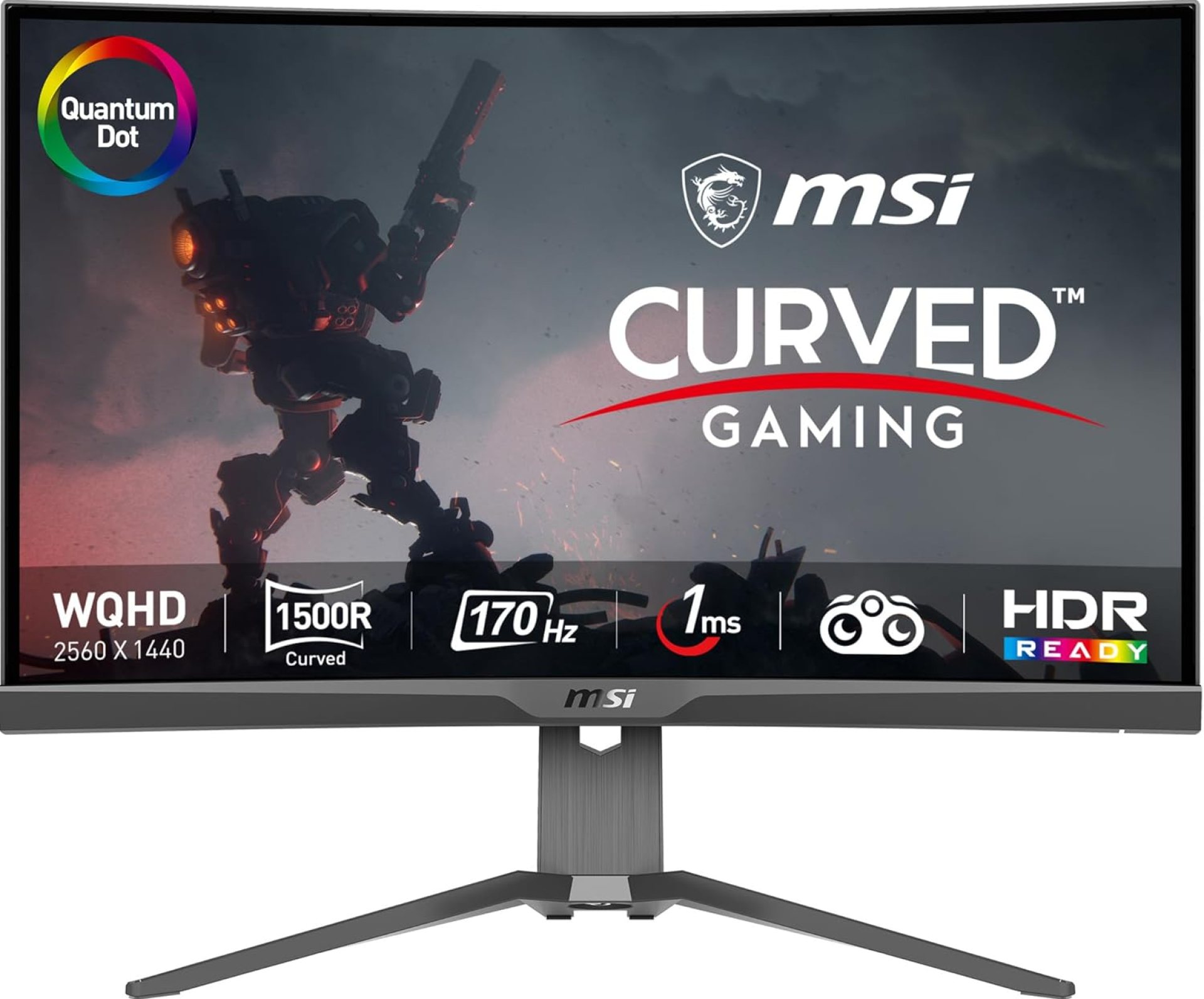 MSI MAG275CQRF QD, 27″ Gaming Monitor, 2560 x 1440 (QHD) Rapid VA with Quantum Dot, 1 ms, 170Hz, FreeSync Premium, HDR Ready, 1000R, HDMI, DisplayPort, Tilt and Height Adjustable.,Black MSI MAG275CQRF QD, 27″ Gaming Monitor, 2560 x 1440 (QHD) Rapid VA with Quantum Dot, 1 ms, 170Hz, FreeSync Premium, HDR Ready, 1000R, HDMI, DisplayPort, Tilt and Height Adjustable.,Black