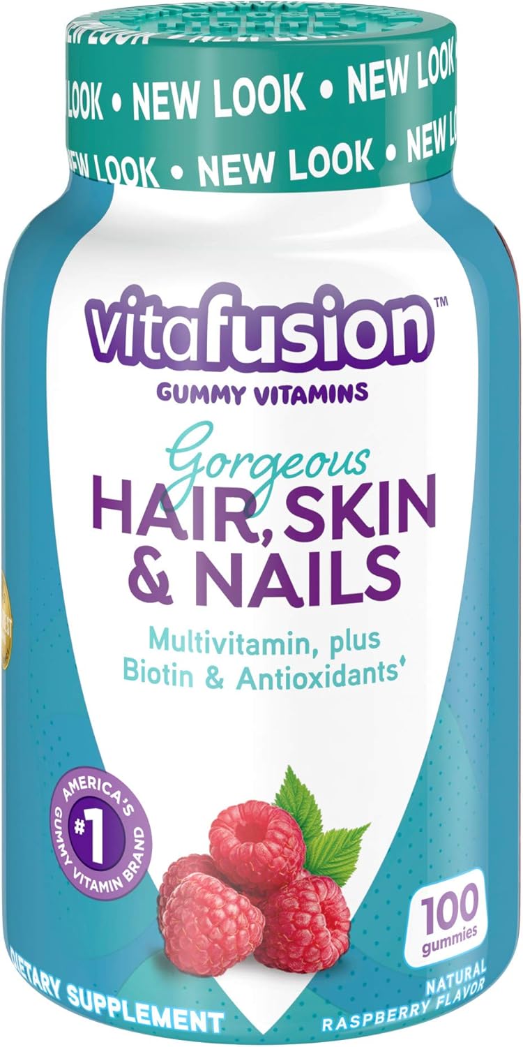 Vitafusion Gorgeous Hair, Skin Nails Multivitamin Gummy Vitamins, plus Biotin and Antioxidant vitamins CE, Raspberry Flavor, 100ct (33 day supply), from America’s Number One Gummy Vitamin Brand Vitafusion Gorgeous Hair, Skin Nails Multivitamin Gummy Vitamins, plus Biotin and Antioxidant vitamins CE, Raspberry Flavor, 100ct (33 day supply), from America’s Number One Gummy Vitamin Brand