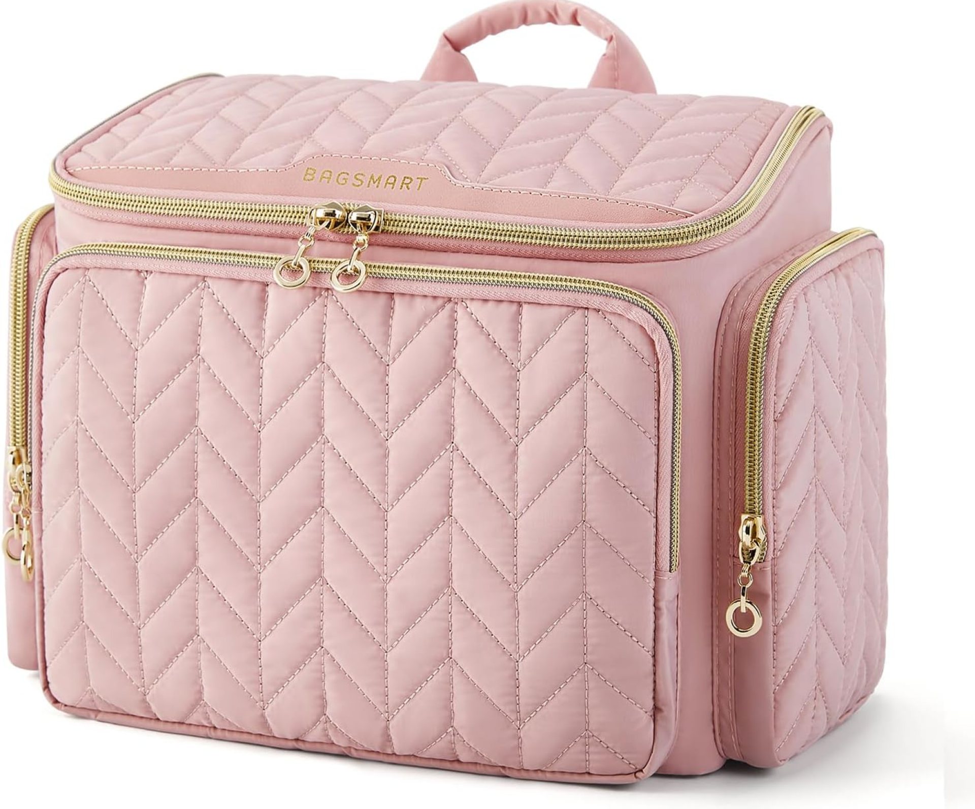 BAGSMART Travel Toiletry Bag, Large Wide-open Travel Bag for Toiletries, Makeup Cosmetic Travel Bag with Handle-Pink BAGSMART Travel Toiletry Bag, Large Wide-open Travel Bag for Toiletries, Makeup Cosmetic Travel Bag with Handle-Pink