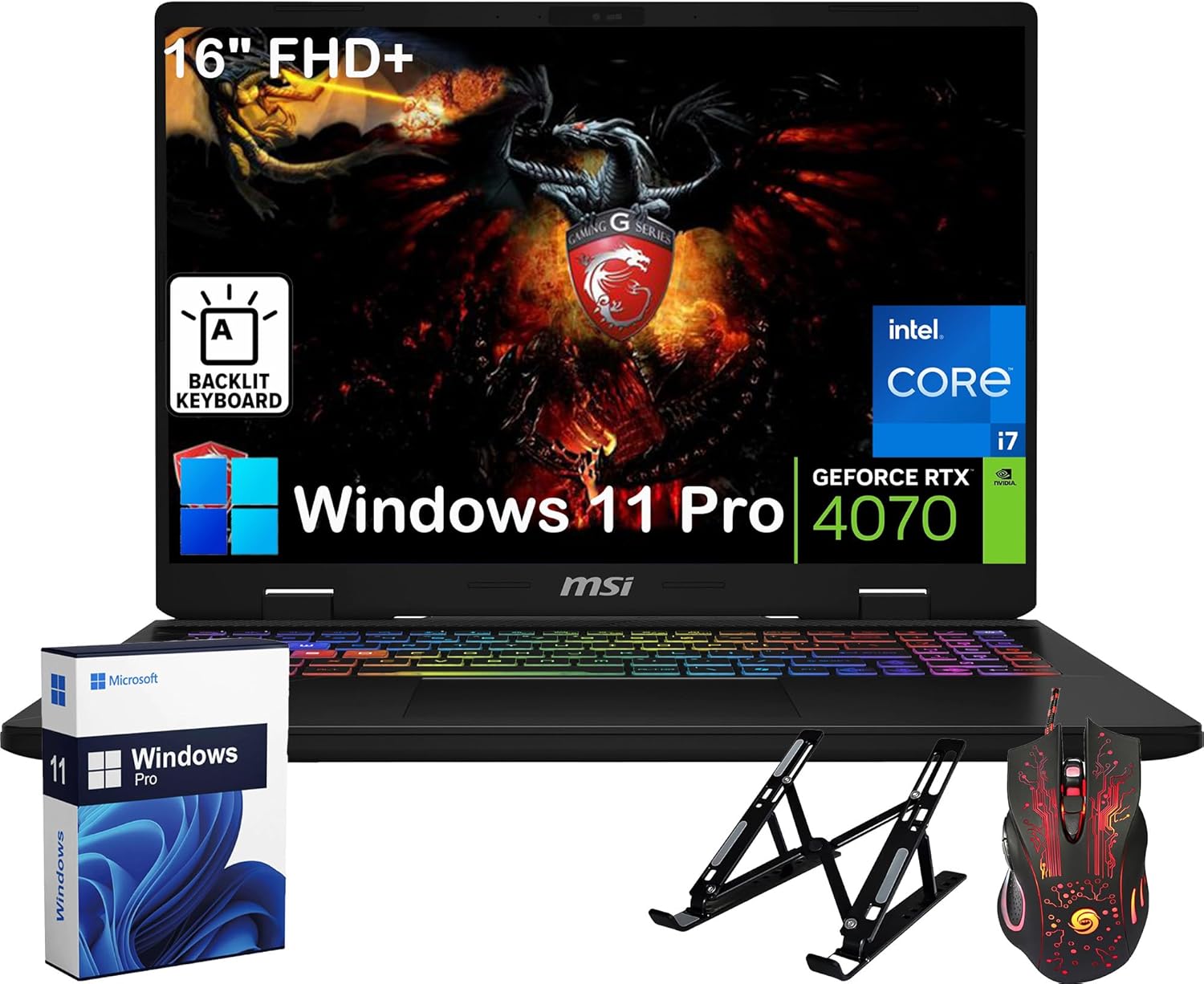 MSI Crosshair Gaming Laptop – 16″ FHD+ IPS Display, GeForce RTX 4070, Intel 16-Core i7-14650HX, 64GB DDR5 RAM, 4TB SSD, Backlit Keyboard, Wi-Fi, Windows 11 Pro, w/cefesfy Accessories MSI Crosshair Gaming Laptop – 16″ FHD+ IPS Display, GeForce RTX 4070, Intel 16-Core i7-14650HX, 64GB DDR5 RAM, 4TB SSD, Backlit Keyboard, Wi-Fi, Windows 11 Pro, w/cefesfy Accessories