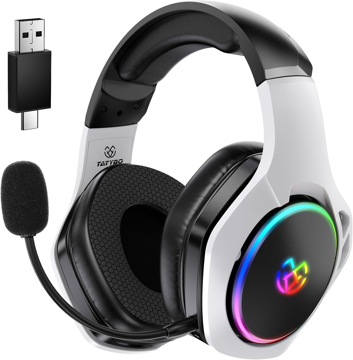 2.4GHz Wireless Gaming Headset for 40Hr+, Bluetooth 5.3 Wireless Headset with 360°Adjustable ENC Mic, Gaming Headphones for Ps5, Ps4, PC, Switch, Phone 2.4GHz Wireless Gaming Headset for 40Hr+, Bluetooth 5.3 Wireless Headset with 360°Adjustable ENC Mic, Gaming Headphones for Ps5, Ps4, PC, Switch, Phone