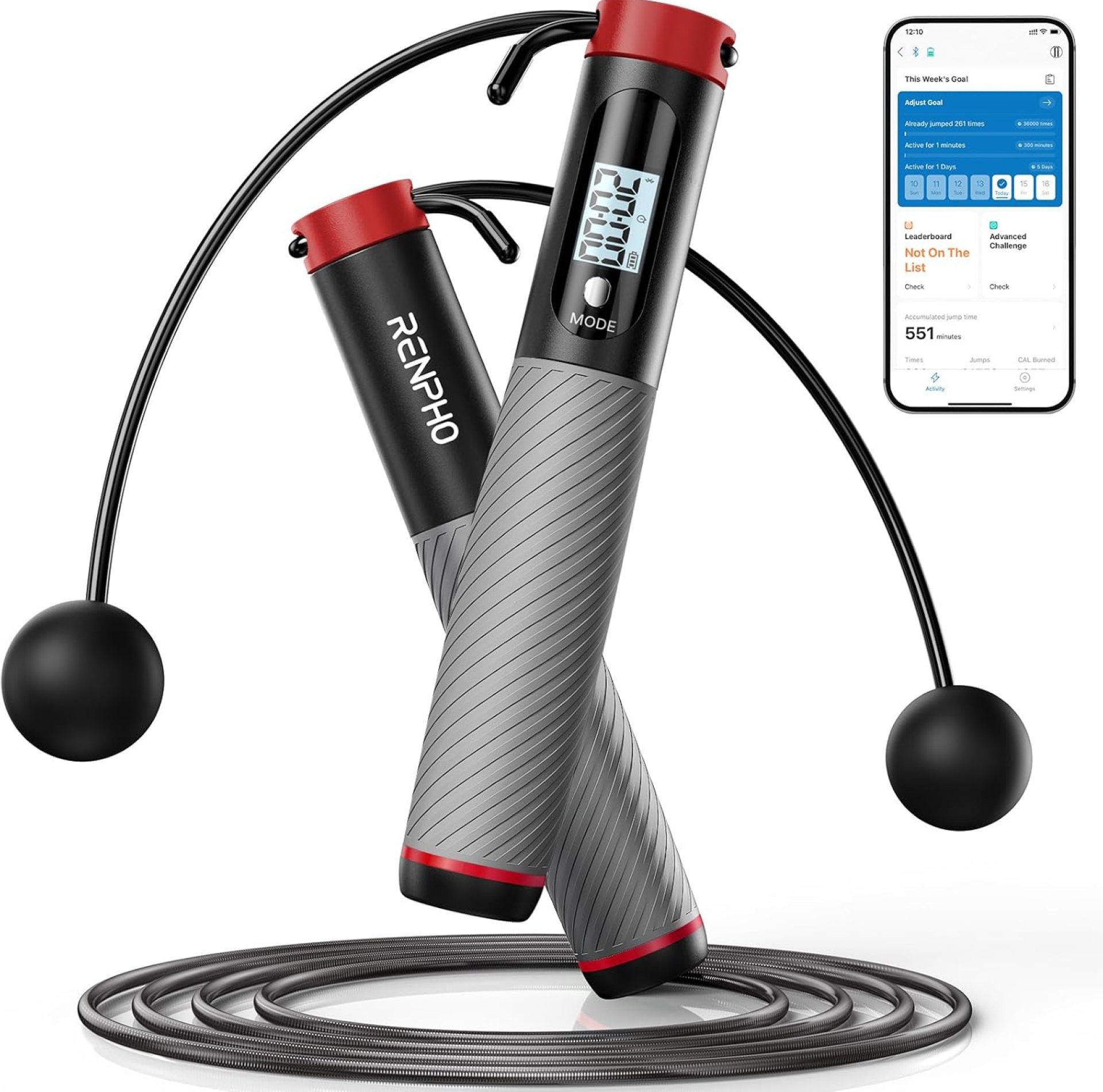 RENPHO Cordless Jump Rope, Weighted Jump Rope with Counter, Jump Ropes for Fitness, Smart Skipping Rope for Crossfit, Gym, Burn Calorie, APP Data Analysis, at-Home-Workout for Women Men Adult Kids RENPHO Cordless Jump Rope, Weighted Jump Rope with Counter, Jump Ropes for Fitness, Smart Skipping Rope for Crossfit, Gym, Burn Calorie, APP Data Analysis, at-Home-Workout for Women Men Adult Kids