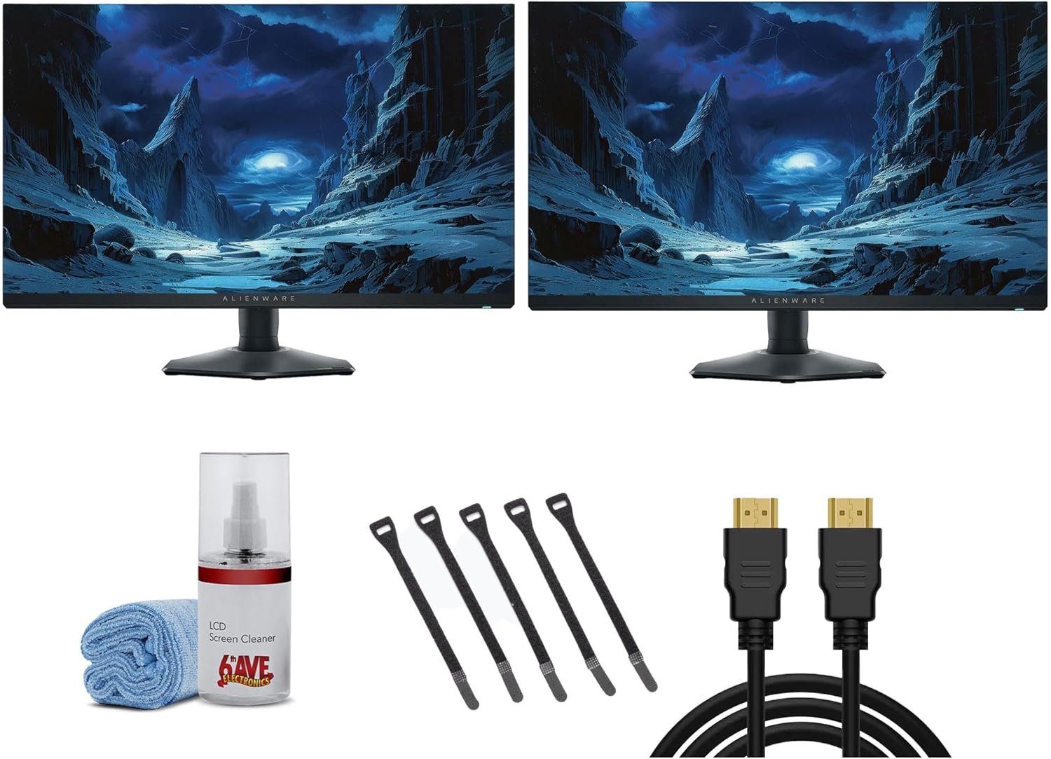 Dell 2X Alienware 27 Inch Gaming Monitor (AW2724DM) Bundle Including: Cables, Cable Ties, Screen Cleaning Kit Dell 2X Alienware 27 Inch Gaming Monitor (AW2724DM) Bundle Including: Cables, Cable Ties, Screen Cleaning Kit
