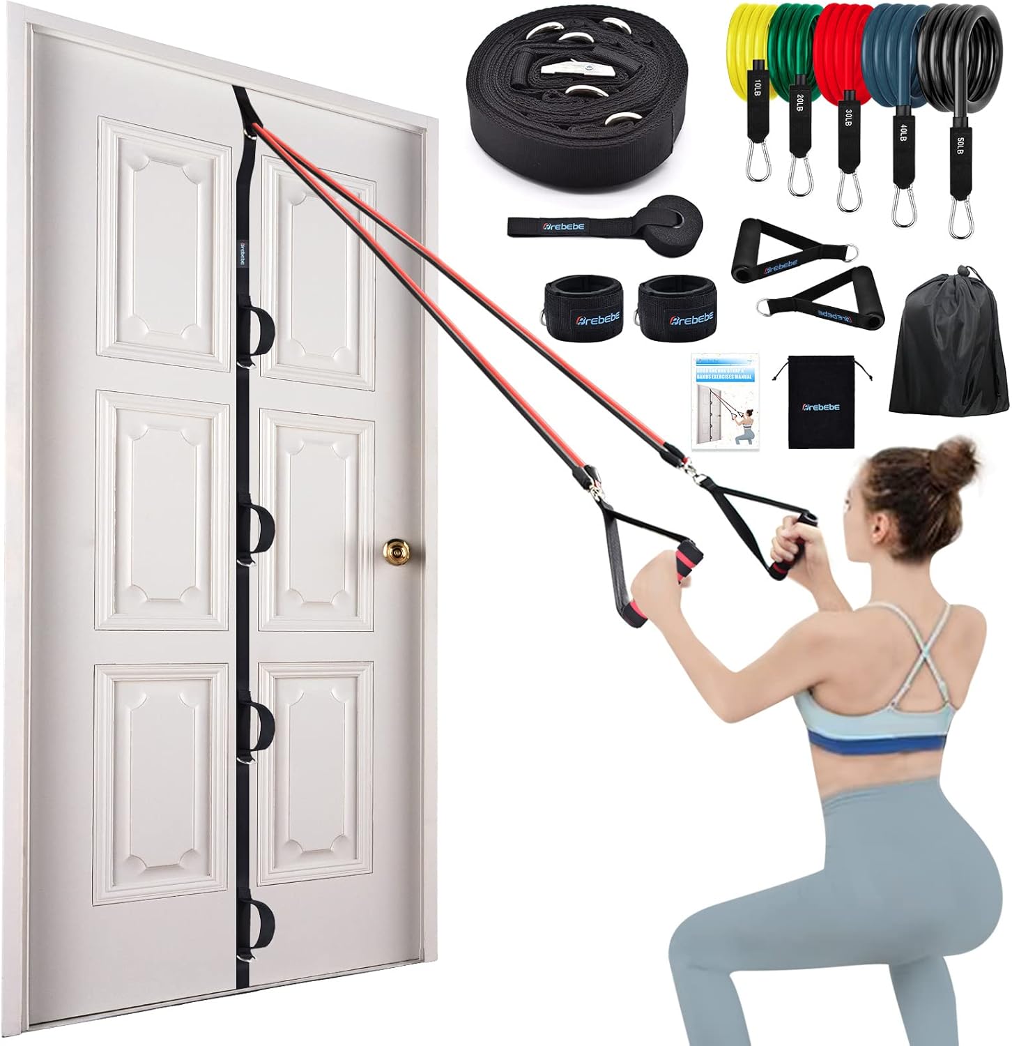 Brebebe Door Anchor Strap for Resistance Bands Exercises, Multi Point Anchor Gym Attachment for Home Fitness, Portable Door Band Resistance Workout Equipment, Easy to Install, Punch-Free, Nail-Free Brebebe Door Anchor Strap for Resistance Bands Exercises, Multi Point Anchor Gym Attachment for Home Fitness, Portable Door Band Resistance Workout Equipment, Easy to Install, Punch-Free, Nail-Free