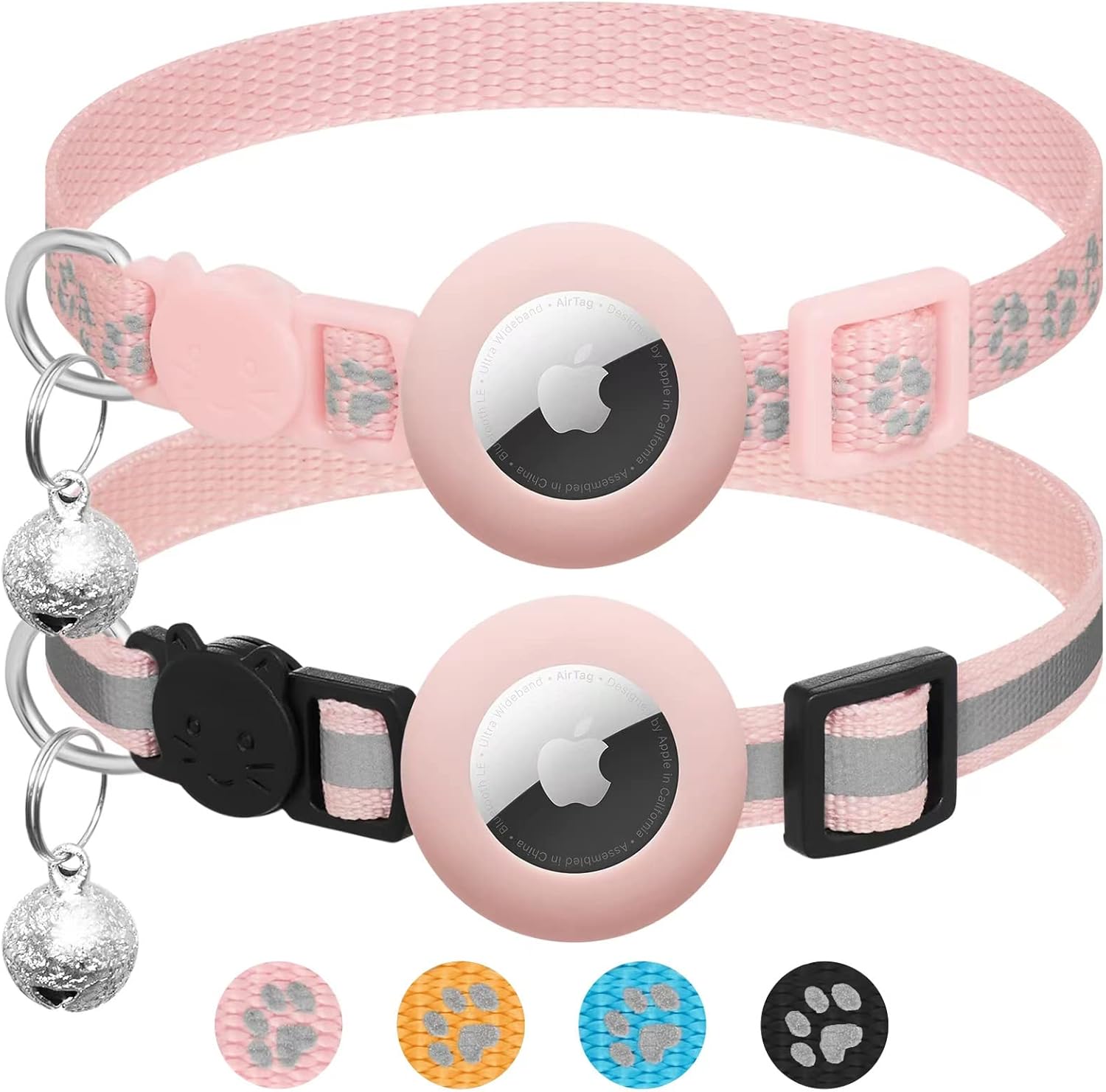 2 Pack Airtag Cat Collar Breakaway with Bell,Reflective Kitten Collar with Apple Airtag Cat Collar Holder,Adjustable 7-12In,Safety Buckle for Girl Boy Cats,Pet Supplies,Accessories,Gifts (Pink) 2 Pack Airtag Cat Collar Breakaway with Bell,Reflective Kitten Collar with Apple Airtag Cat Collar Holder,Adjustable 7-12In,Safety Buckle for Girl Boy Cats,Pet Supplies,Accessories,Gifts (Pink)