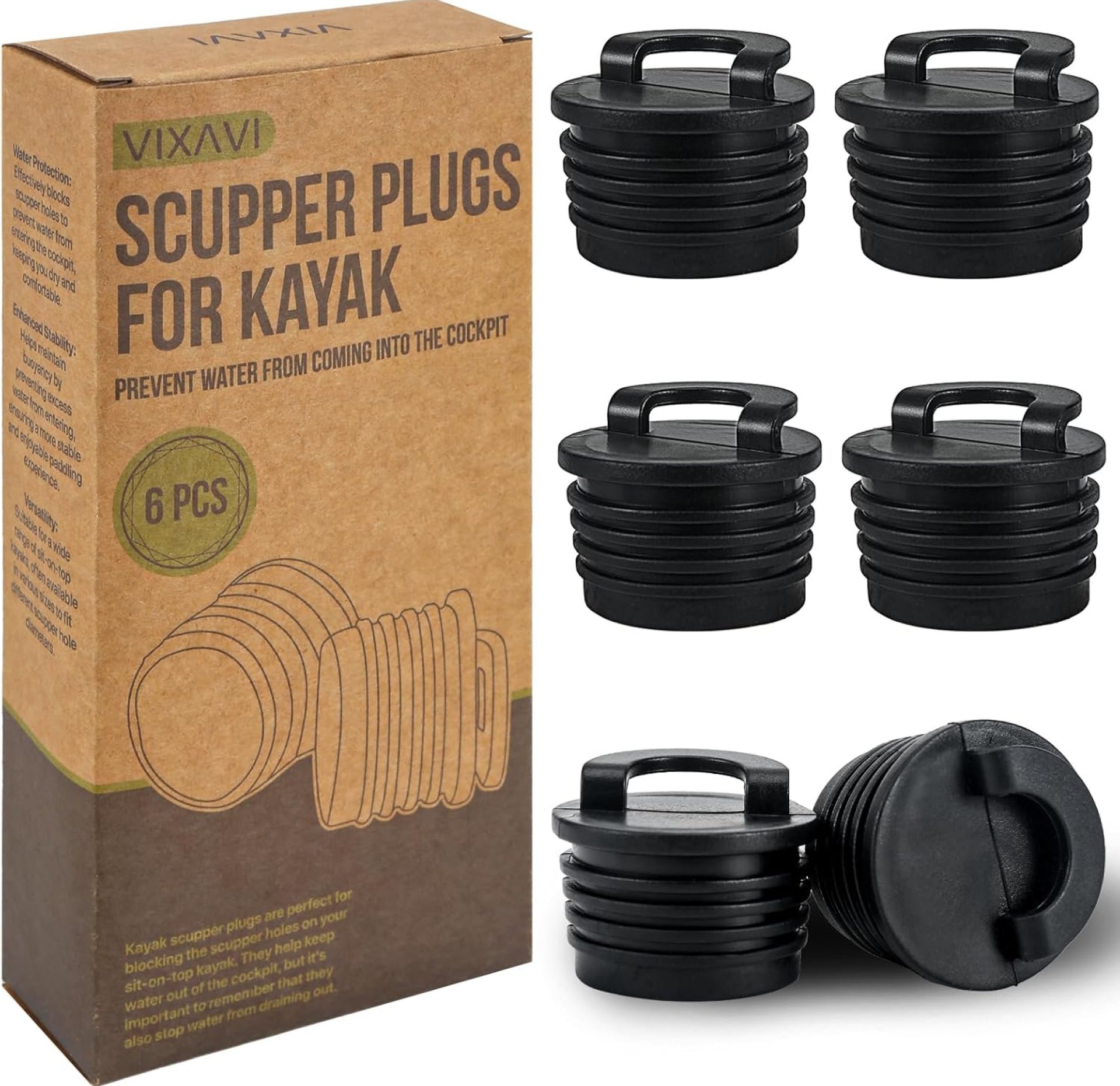 Scupper Plugs for Kayak – Kayak Plug Set of 6 – Kayak Drain Plug for Better Water Control, Comfort – Sturdy Corrosion-Resistant Plugs – Ergonomic & Easy-to-Install Design – Compatible with Most Kayaks Scupper Plugs for Kayak – Kayak Plug Set of 6 – Kayak Drain Plug for Better Water Control, Comfort – Sturdy Corrosion-Resistant Plugs – Ergonomic & Easy-to-Install Design – Compatible with Most Kayaks