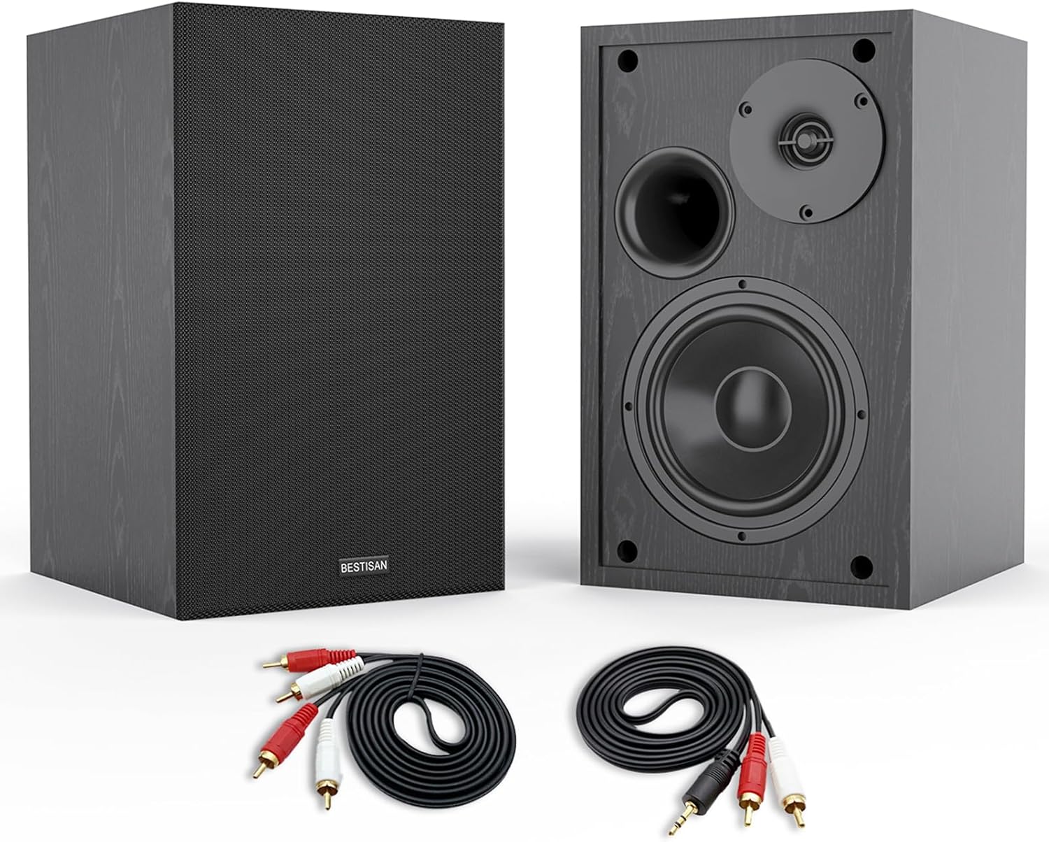 BESTISAN Bookshelf Speakers, 4 Inch Powered Bookshelf Speakers with Deep Bass, Bluetooth 5.0 Studio Monitor Speakers, 2.0 Neared Field Audio Speakers with 2 RCA Line Input, Set of 2 Black-New Model BESTISAN Bookshelf Speakers, 4 Inch Powered Bookshelf Speakers with Deep Bass, Bluetooth 5.0 Studio Monitor Speakers, 2.0 Neared Field Audio Speakers with 2 RCA Line Input, Set of 2 Black-New Model