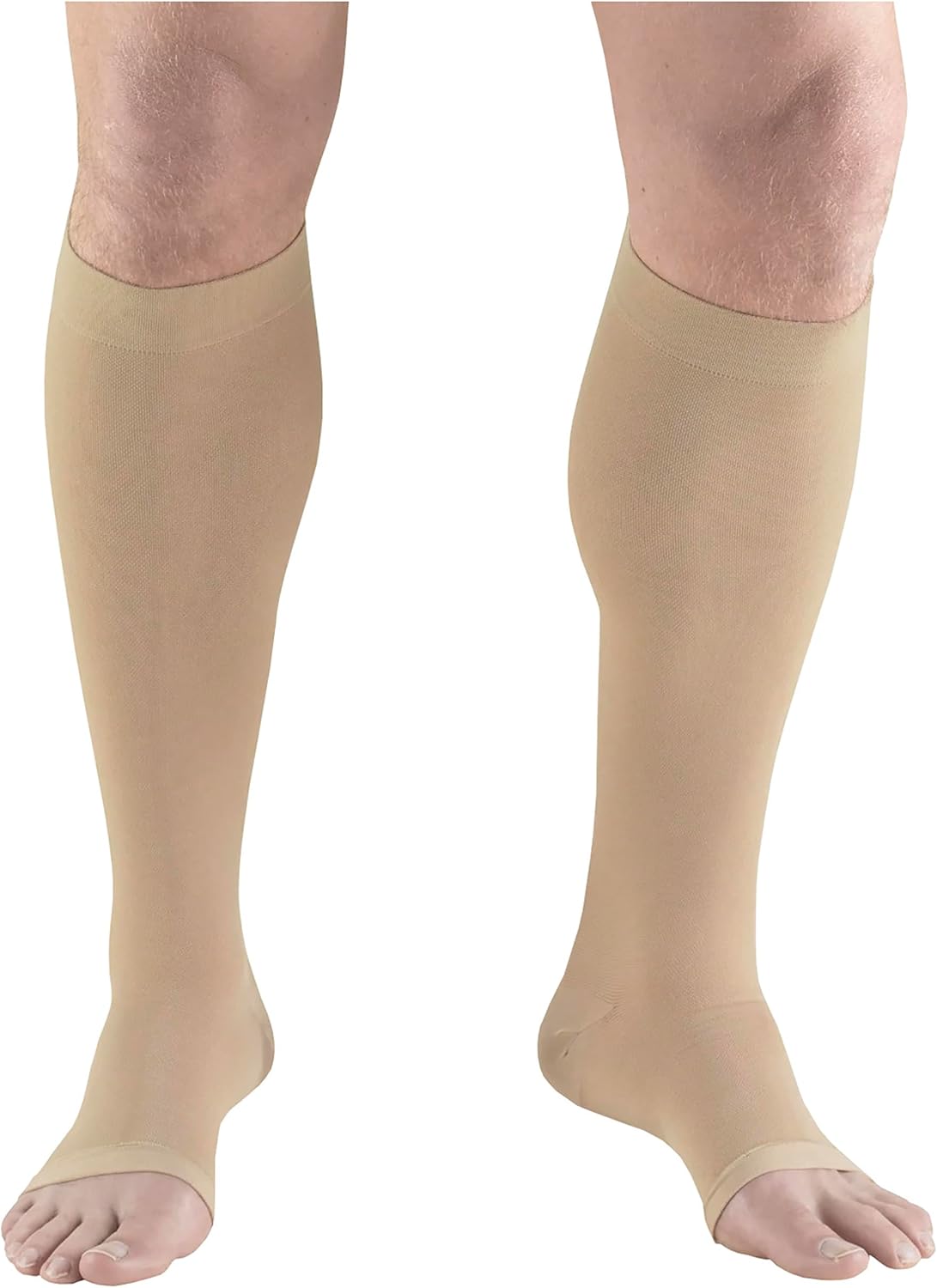 Truform Surgical Stockings, 18 mmHg Compression for Men and Women, Knee High Length, Open Toe, Beige, Small Truform Surgical Stockings, 18 mmHg Compression for Men and Women, Knee High Length, Open Toe, Beige, Small