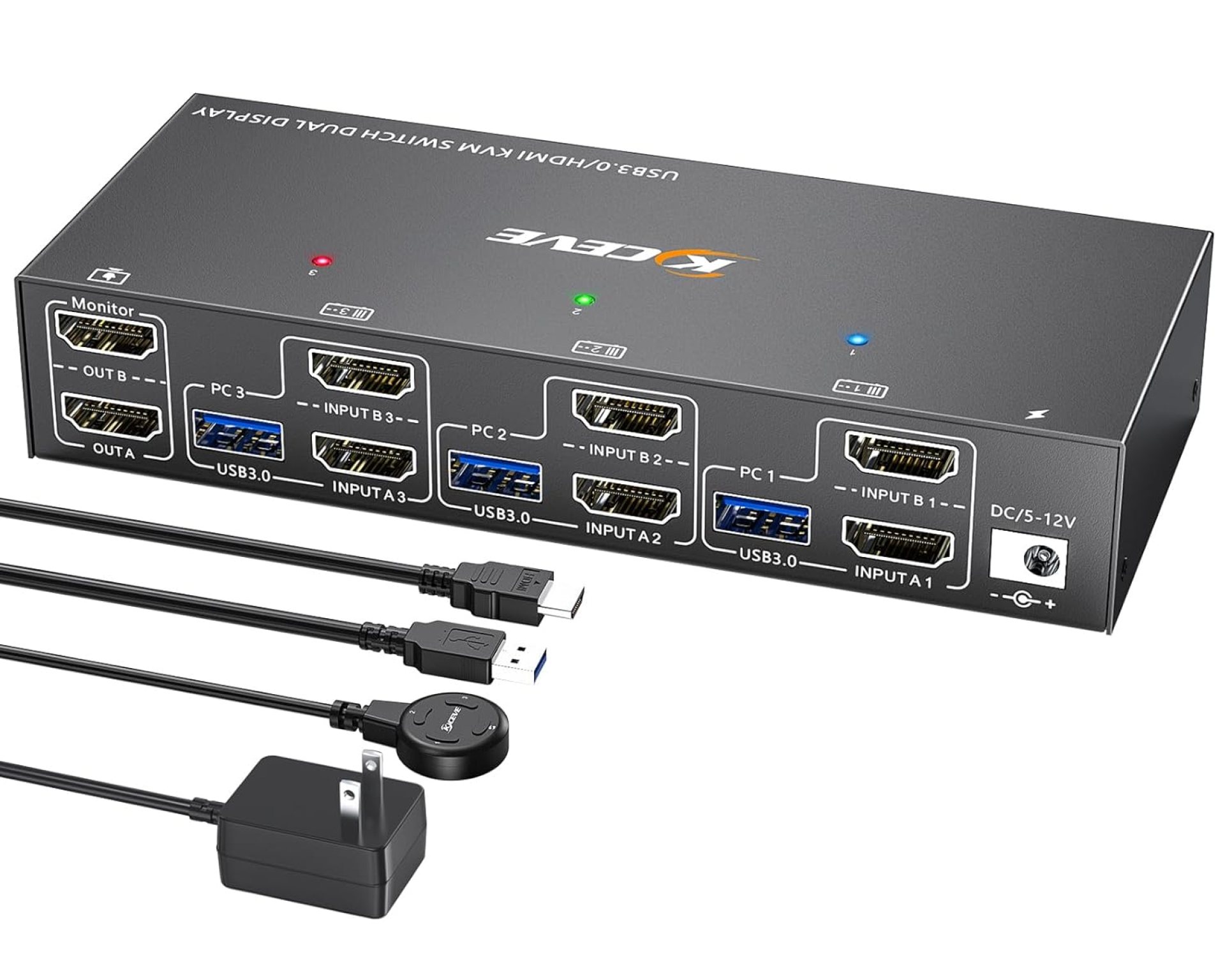 KVM Switch 2 Monitors 3 Computers 4K@60Hz,HDMI USB3.0 KVM Switches with 4 USB 3.0 Port,Wired Remote,Power Adapter and USB3.0 Cables Included(4K 3 PC 2 Monitor KVM) KVM Switch 2 Monitors 3 Computers 4K@60Hz,HDMI USB3.0 KVM Switches with 4 USB 3.0 Port,Wired Remote,Power Adapter and USB3.0 Cables Included(4K 3 PC 2 Monitor KVM)