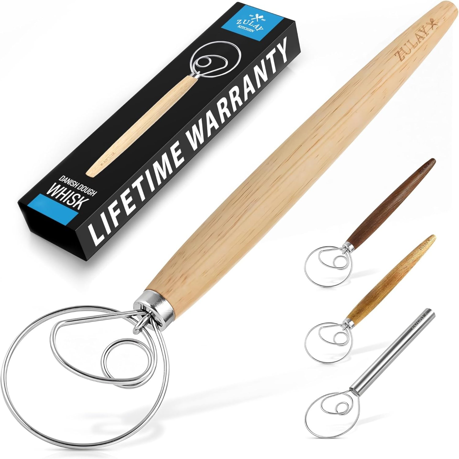 Zulay Kitchen 13-Inch Danish Dough Whisk – Wooden Danish Whisk for Dough with Stainless Steel Dough Hook – Traditional Dutch Whisk – Bread Whisk for Sourdough, Pizza, Pastry, Cake Batter Zulay Kitchen 13-Inch Danish Dough Whisk – Wooden Danish Whisk for Dough with Stainless Steel Dough Hook – Traditional Dutch Whisk – Bread Whisk for Sourdough, Pizza, Pastry, Cake Batter
