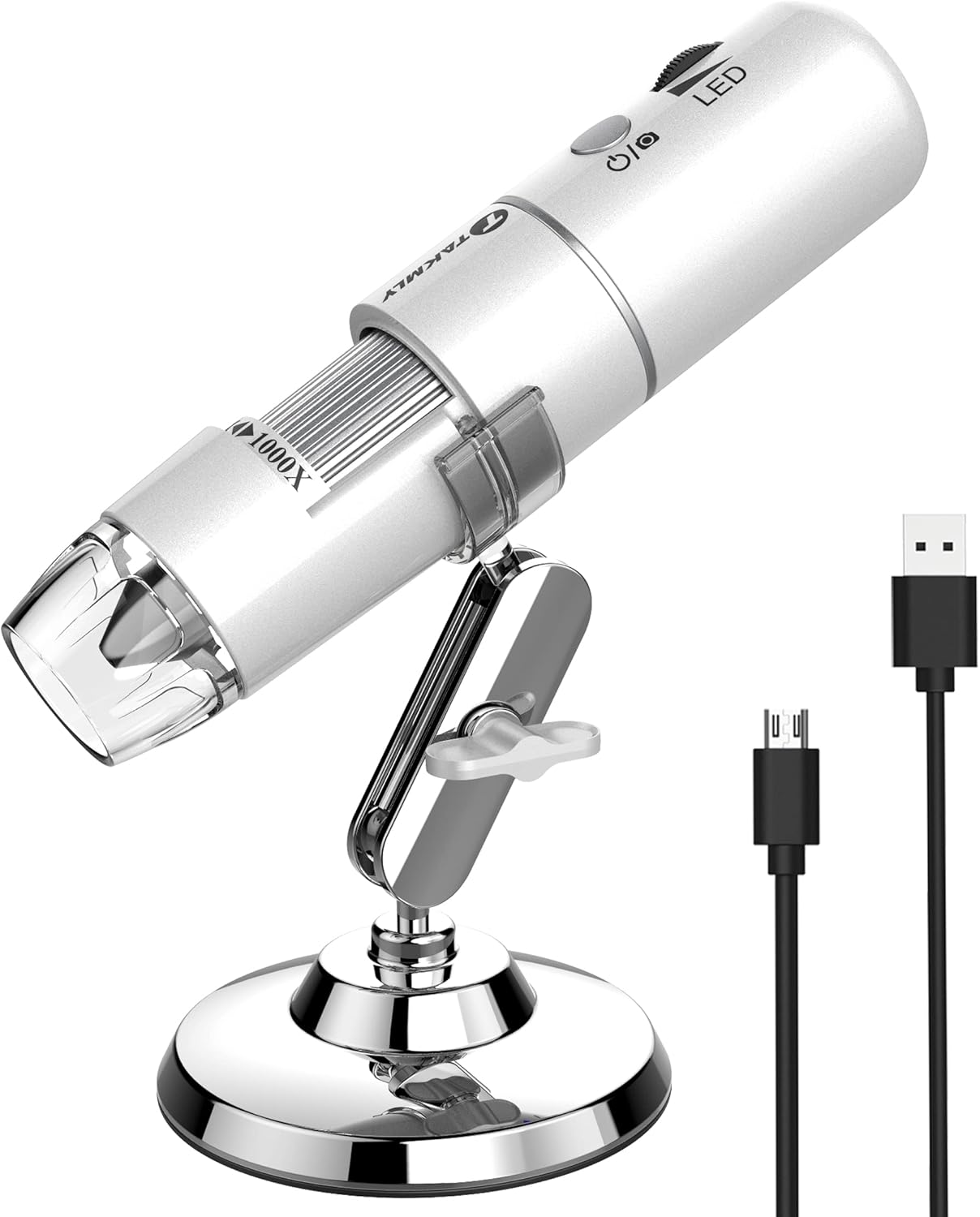 Wireless Digital Microscope Handheld USB HD Inspection Camera 50x-1000x Magnification with Stand Compatible with iPhone, iPad, Samsung Galaxy, Android, Mac, Windows Computer (Silver) Wireless Digital Microscope Handheld USB HD Inspection Camera 50x-1000x Magnification with Stand Compatible with iPhone, iPad, Samsung Galaxy, Android, Mac, Windows Computer (Silver)