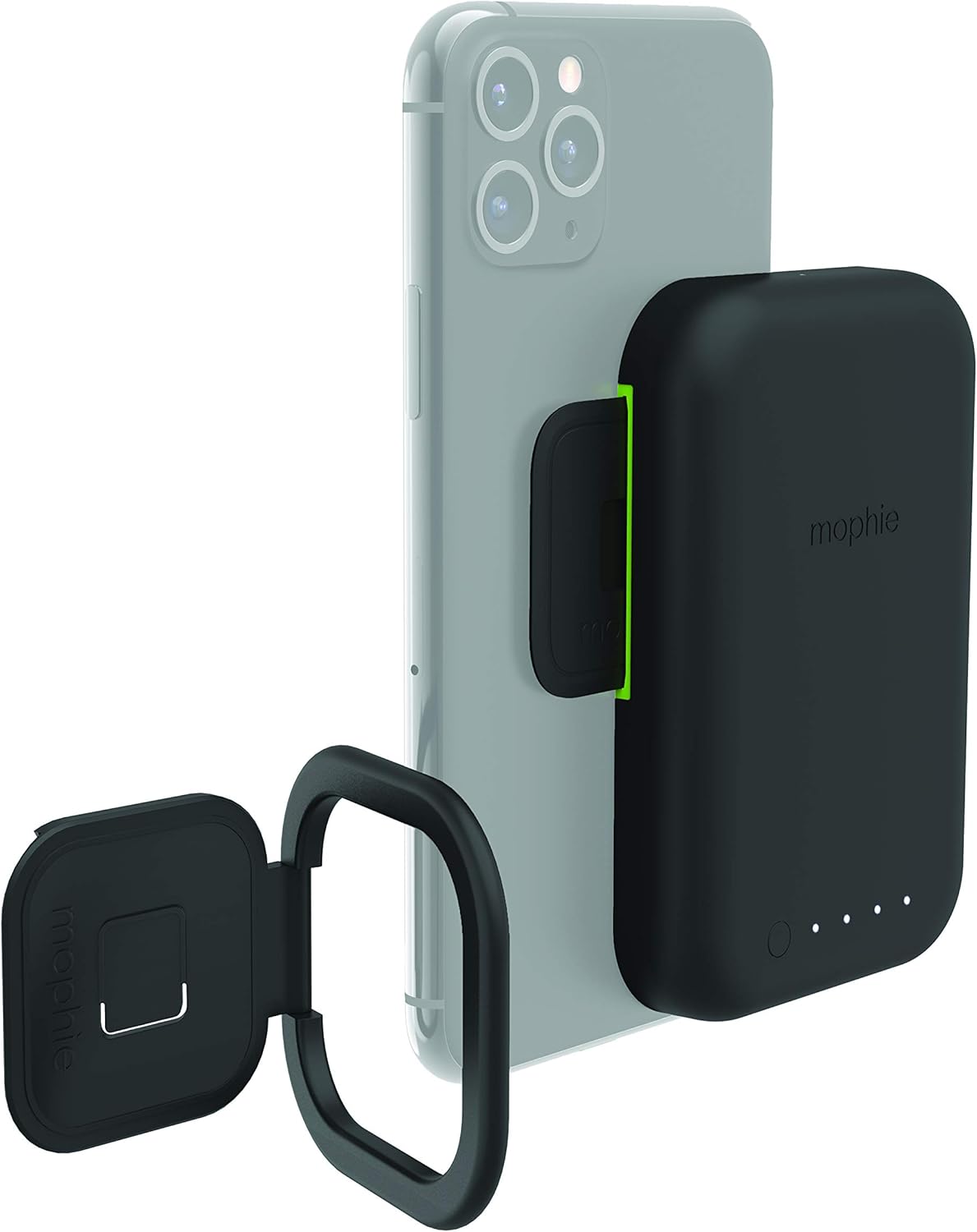 mophie Juice Pack Connect Compact – containing a Portable 3,000mAh Battery with Dual Purpose Stand – Made for Qi-Enabled Smartphones – Black mophie Juice Pack Connect Compact – containing a Portable 3,000mAh Battery with Dual Purpose Stand – Made for Qi-Enabled Smartphones – Black