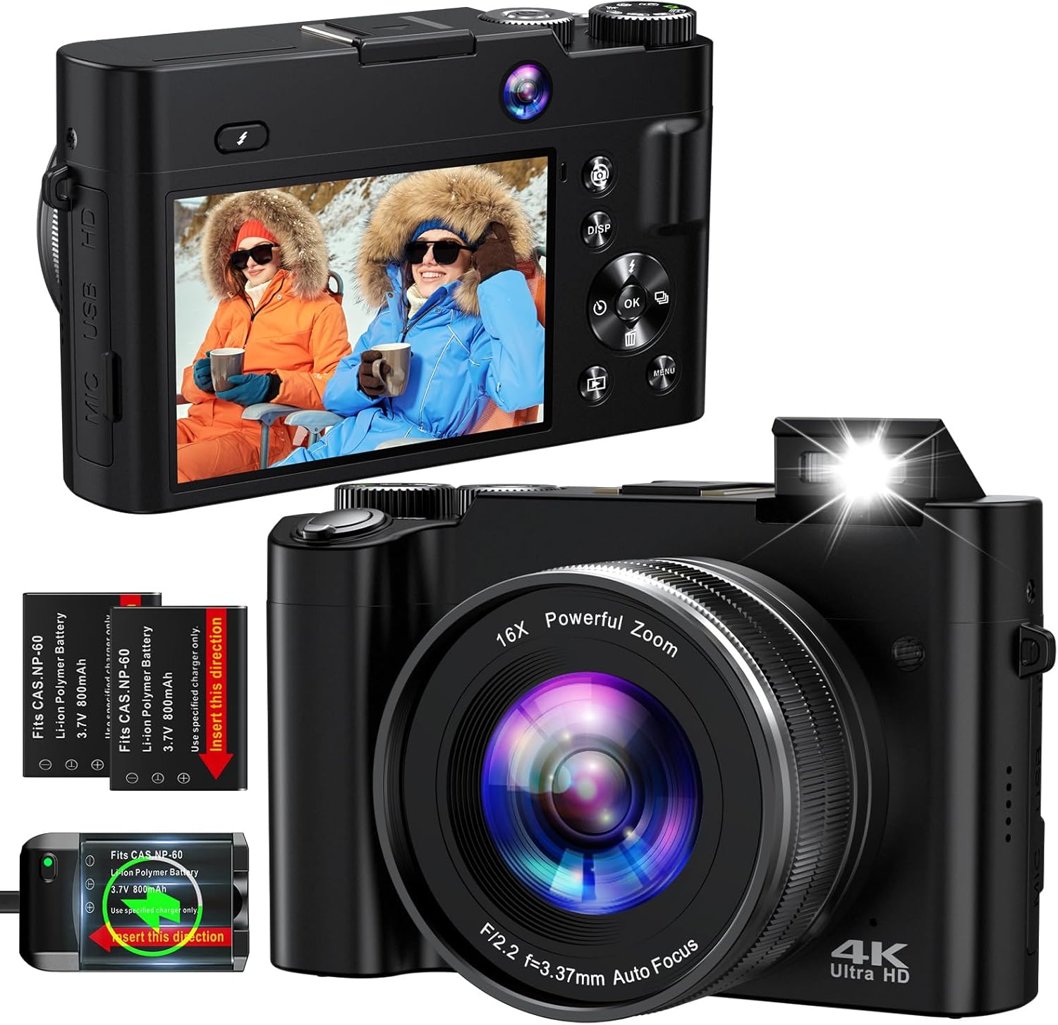 4K Digital Camera for Photography Autofocus 64MP Vlogging Camera for YouTube with Dual Cameras 16X Digital Zoom 4K Compact Travel Video Camera with 32GB SD Card,2 Batteries,Flash, Anti-Shake (Black) 4K Digital Camera for Photography Autofocus 64MP Vlogging Camera for YouTube with Dual Cameras 16X Digital Zoom 4K Compact Travel Video Camera with 32GB SD Card,2 Batteries,Flash, Anti-Shake (Black)