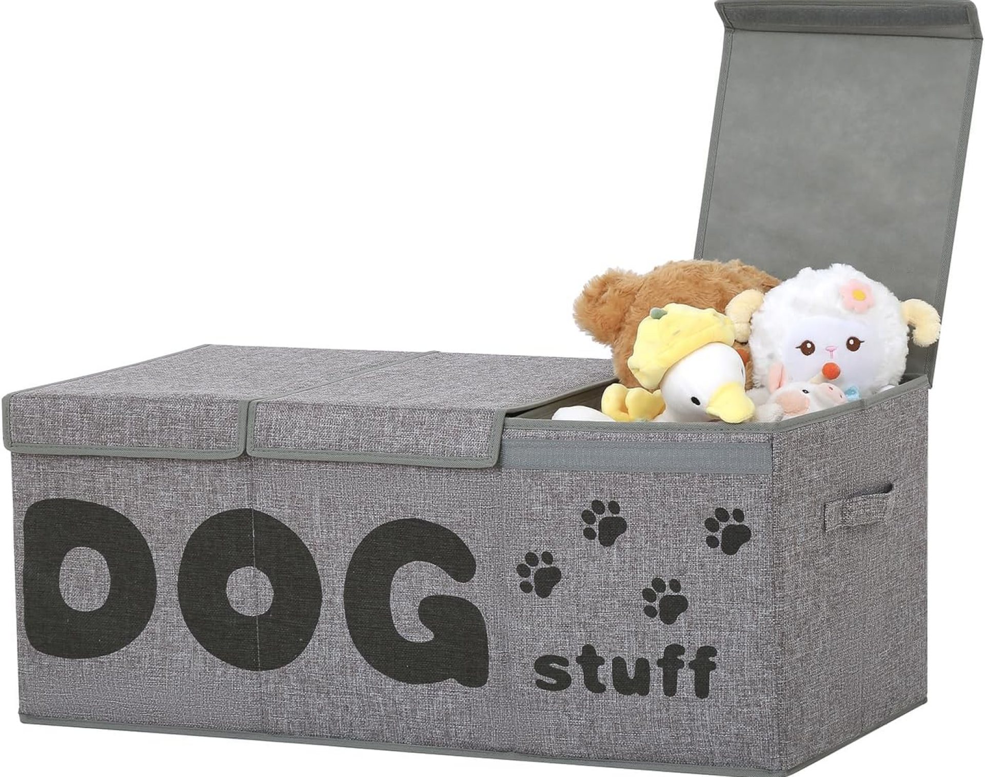 Qozary Dog Toy Storage Box – Large Dog Toy Bin, 3 Grids Dog Toy Storage Basket With Lid, Foldable Storage Bin for Dog Toys, Dog Toy Basket for Pet Supplies, Perfect To Keep Your Dog Toys Organized Qozary Dog Toy Storage Box – Large Dog Toy Bin, 3 Grids Dog Toy Storage Basket With Lid, Foldable Storage Bin for Dog Toys, Dog Toy Basket for Pet Supplies, Perfect To Keep Your Dog Toys Organized