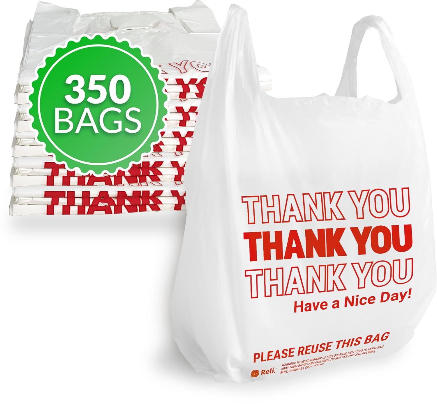 Reli. Thank You Plastic Bags (350 Count) (11.5″ x 6.5″ x 21″) (White) – Grocery, Shopping Bag, Restaurants, Convenience Store Reli. Thank You Plastic Bags (350 Count) (11.5″ x 6.5″ x 21″) (White) – Grocery, Shopping Bag, Restaurants, Convenience Store