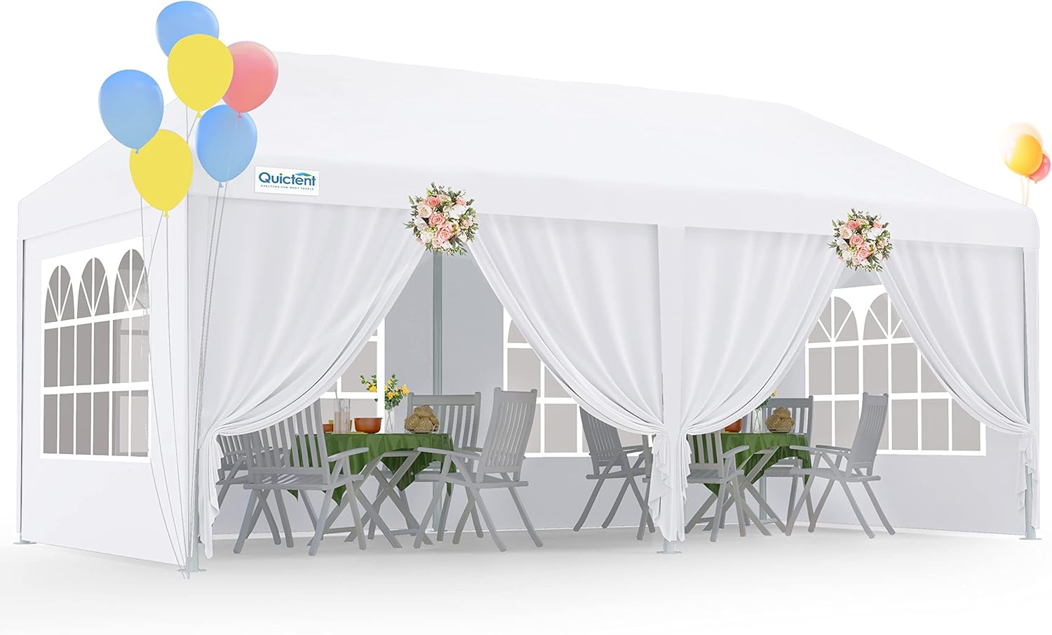 Quictent 10×20 Party Tent Outdoor Gazebo Wedding Canopy for Backyard with Removable Sidewalls & Elegant Church Quictent 10×20 Party Tent Outdoor Gazebo Wedding Canopy for Backyard with Removable Sidewalls & Elegant Church