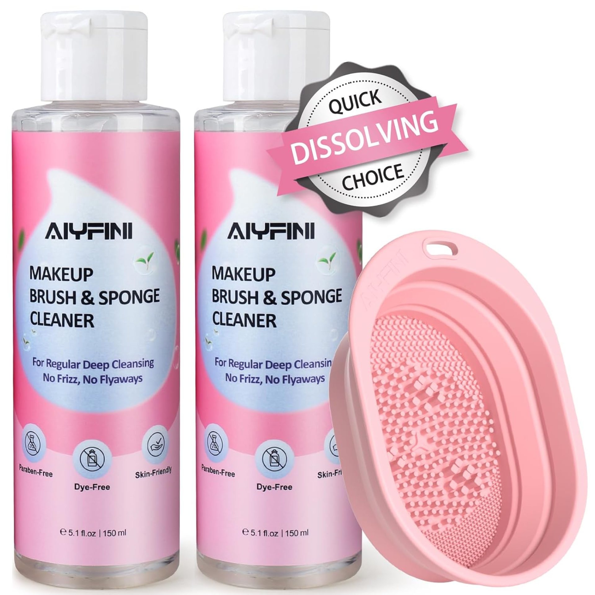 Alyfini Makeup Brush Cleaner Solution Concentrate – 10.2 Fl Oz Makeup Remover Shampoo Set with a Foldable Make Up Cleanser Silicone Bowl, Deep Cleaning Tool Kit for Makeup Brushes, Sponge and Puffs Alyfini Makeup Brush Cleaner Solution Concentrate – 10.2 Fl Oz Makeup Remover Shampoo Set with a Foldable Make Up Cleanser Silicone Bowl, Deep Cleaning Tool Kit for Makeup Brushes, Sponge and Puffs