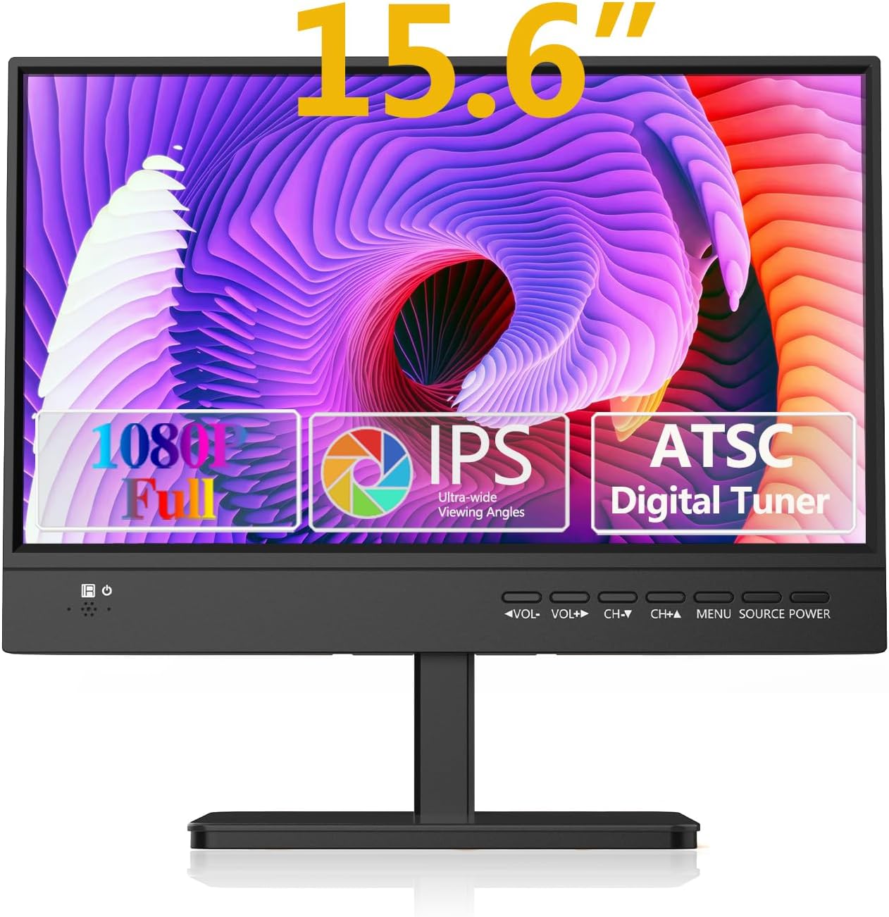15.6 inch Small TV,Flat FHD IPS 1080P Screen TV with Antenna and Digital ATSC Tuner,HDMI/USB/VGA/Port,12 Volt Car Charger Cable/AC Power for Kitchen and Caravan 15.6 inch Small TV,Flat FHD IPS 1080P Screen TV with Antenna and Digital ATSC Tuner,HDMI/USB/VGA/Port,12 Volt Car Charger Cable/AC Power for Kitchen and Caravan
