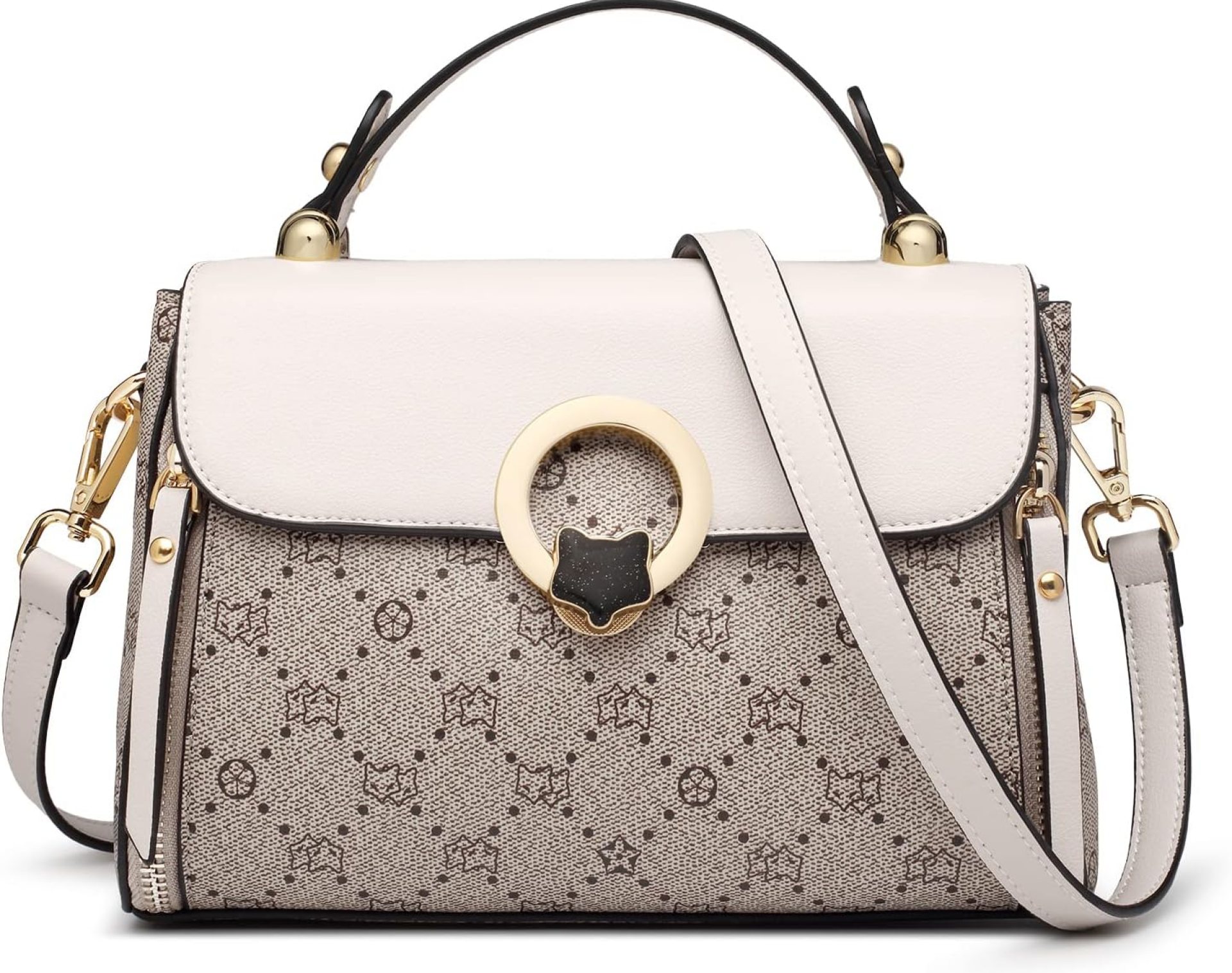 FOXLOVER Small Crossbody Bag for Women PVC Leather Detachable Strap Lightweight Twist Lock Flap FOXLOVER Small Crossbody Bag for Women PVC Leather Detachable Strap Lightweight Twist Lock Flap