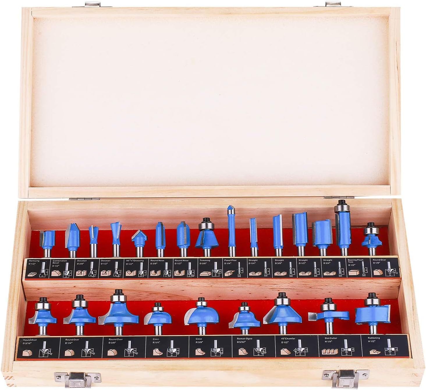 KOWOOD Router Bits Sets of 24A Pieces 1/4 Inch Shank Router Bit Set T Shape – for Commercial Users and Beginners… KOWOOD Router Bits Sets of 24A Pieces 1/4 Inch Shank Router Bit Set T Shape – for Commercial Users and Beginners…