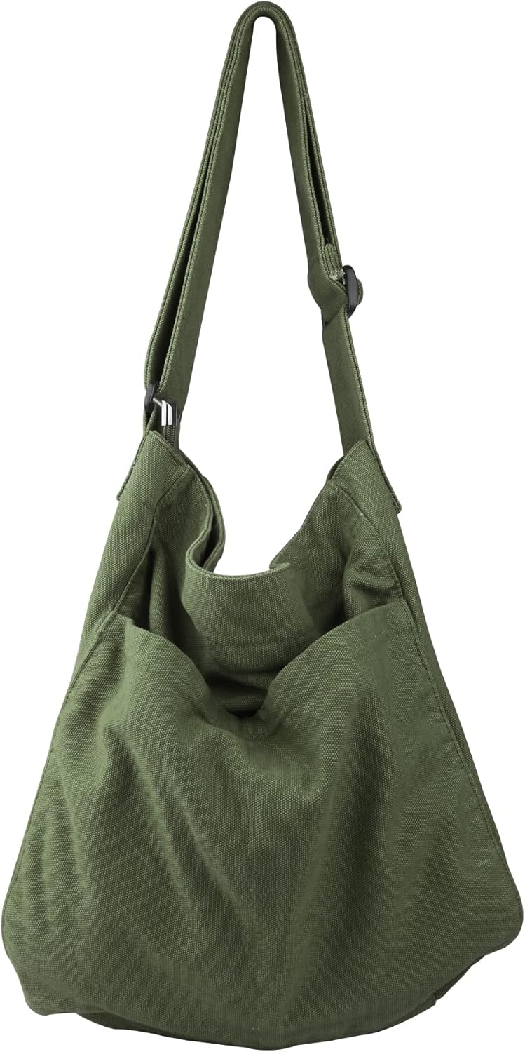 Canvas Hobo Crossbody Shoulder Tote Bag for Women and Men W/Multi-pocket Casual Purse Messenger Bags Travel Work Canvas Hobo Crossbody Shoulder Tote Bag for Women and Men W/Multi-pocket Casual Purse Messenger Bags Travel Work