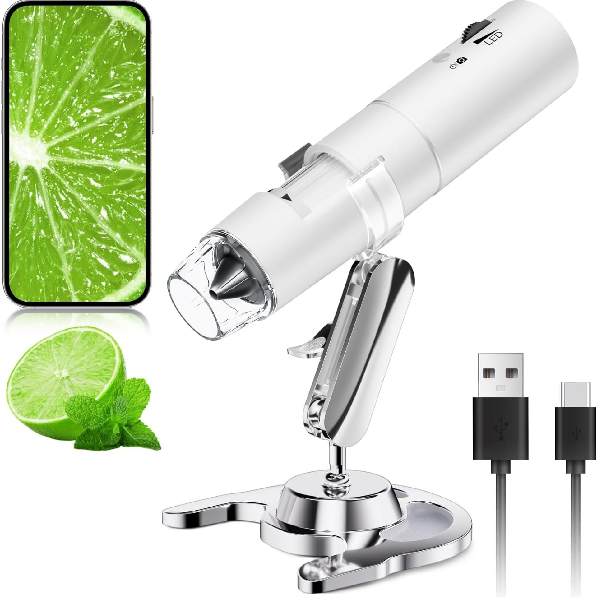 Wireless Digital Microscope, Skybasic 50X-1000X Magnification WiFi Pocket Handheld Microscopes with Stand HD USB Microscope Camera Compatible with iPhone Android iPad Windows Mac Computer (White) Wireless Digital Microscope, Skybasic 50X-1000X Magnification WiFi Pocket Handheld Microscopes with Stand HD USB Microscope Camera Compatible with iPhone Android iPad Windows Mac Computer (White)