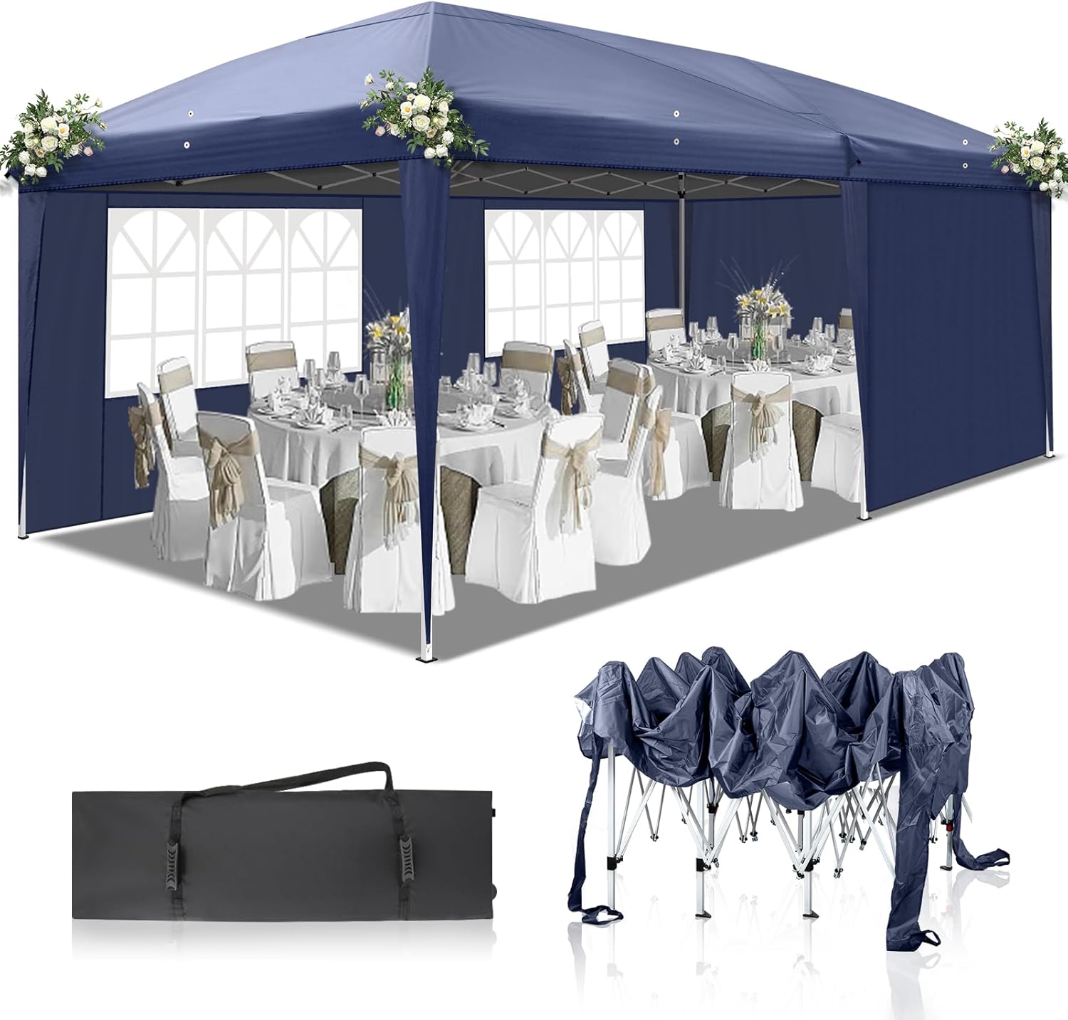 Outvita 10x20ft Ez Pop Up Canopy, Portable Instant Canopy Tent with 4 SideWalls for Outdoor Events, Party, Wedding, Birthday,Graduation Outvita 10x20ft Ez Pop Up Canopy, Portable Instant Canopy Tent with 4 SideWalls for Outdoor Events, Party, Wedding, Birthday,Graduation