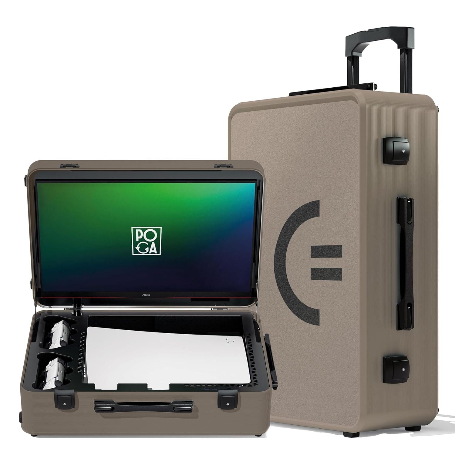 POGA LUX PlayStation 5 Premium Portable Console Travel Case incl. Trolley and 24‘‘ AOC Gaming Monitor – (V3 – Bluetooth Speaker Optional) Desert Taupe POGA LUX PlayStation 5 Premium Portable Console Travel Case incl. Trolley and 24‘‘ AOC Gaming Monitor – (V3 – Bluetooth Speaker Optional) Desert Taupe