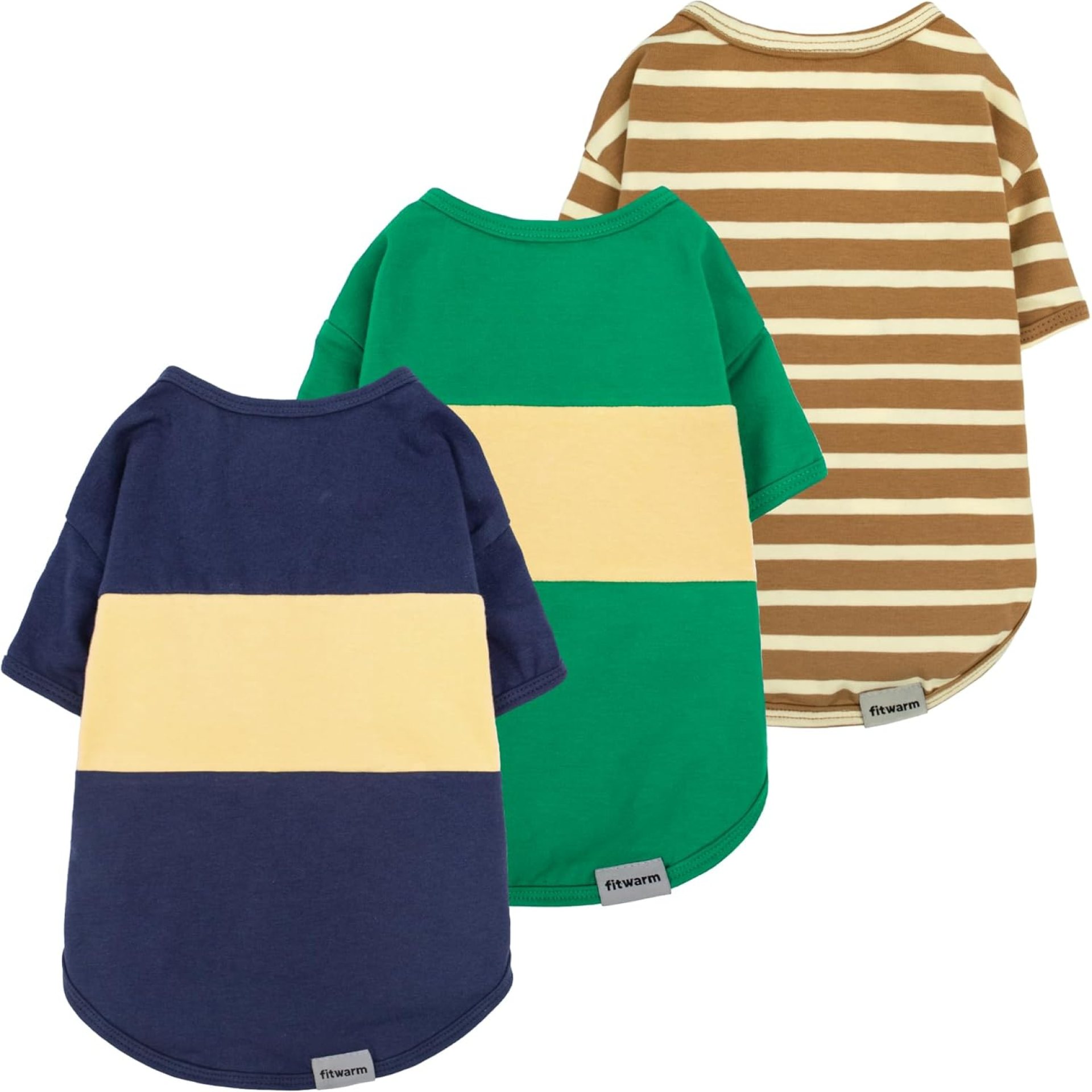Fitwarm 3 Pack Color Block Striped Dog Shirt, Summer Dog Clothes for Small Dogs, Breathable Lightweight Dog Tshirt, Pet Outfit, Navy Blue, Sea Green, Brown, Small Fitwarm 3 Pack Color Block Striped Dog Shirt, Summer Dog Clothes for Small Dogs, Breathable Lightweight Dog Tshirt, Pet Outfit, Navy Blue, Sea Green, Brown, Small