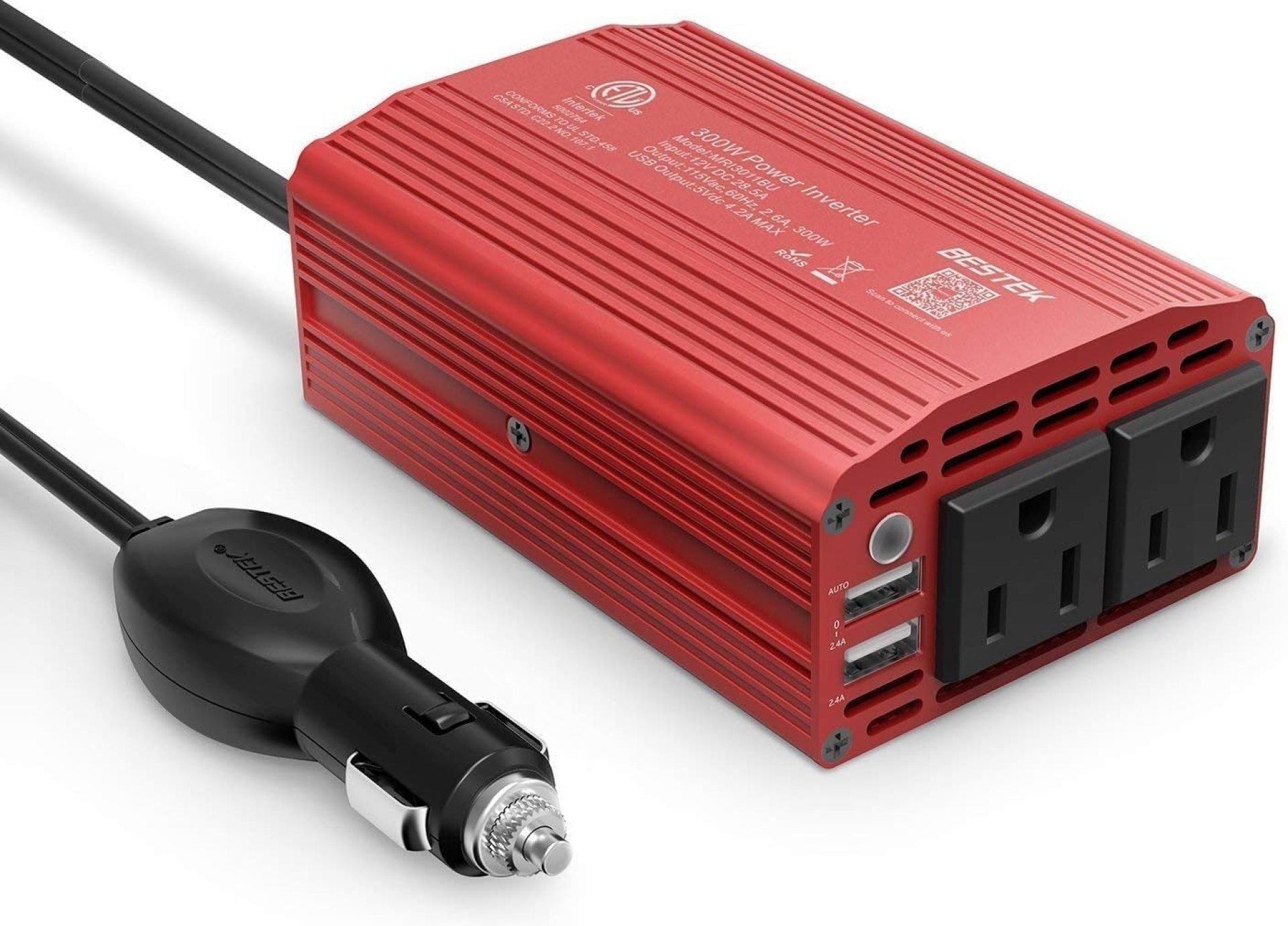 BESTEK 300W Power Inverter DC 12V to 110V AC Car Inverter with 4.2A Dual USB Car Adapter BESTEK 300W Power Inverter DC 12V to 110V AC Car Inverter with 4.2A Dual USB Car Adapter