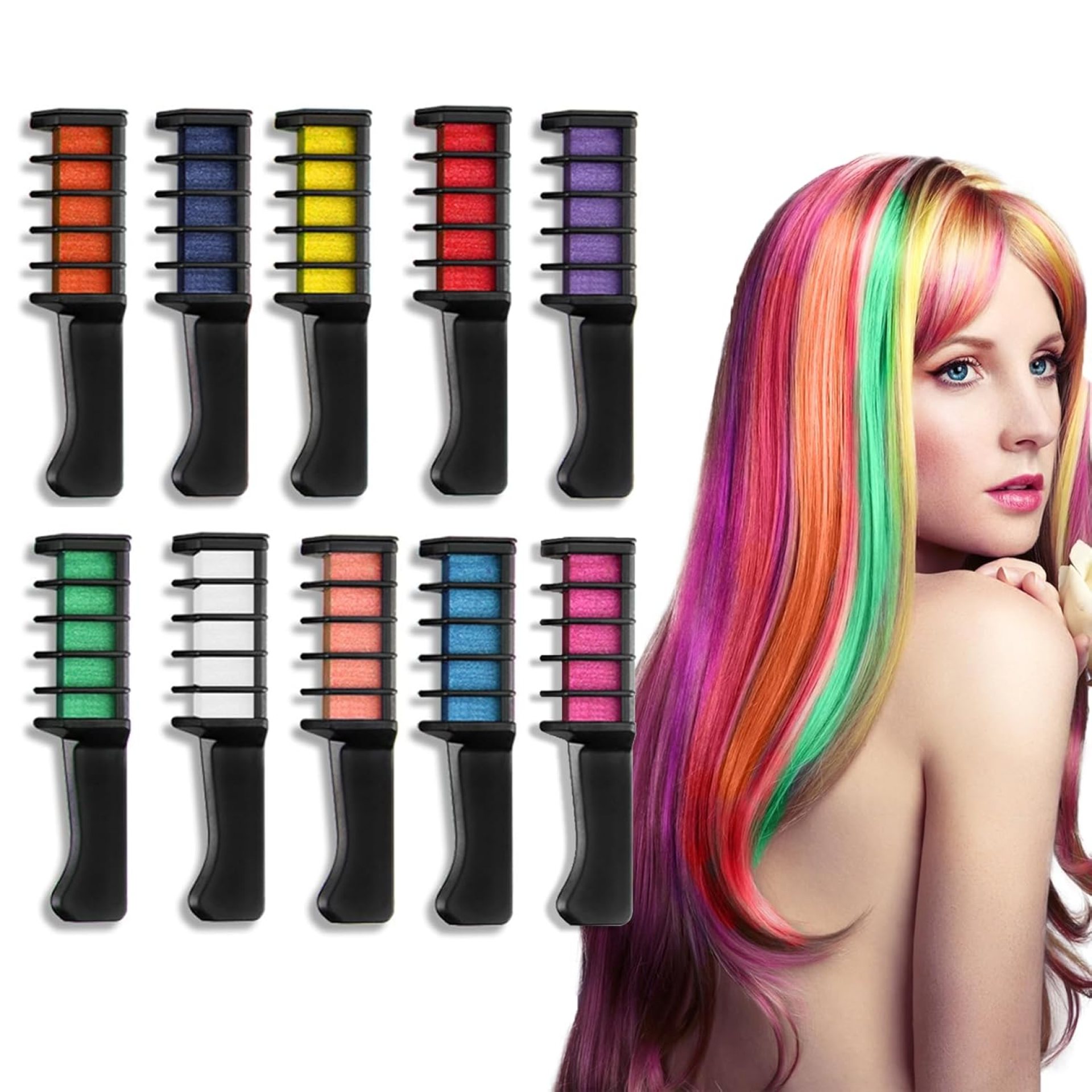 10 Colors Hair Chalk for Girls Kids, Temporary Hair Color Dye for Kids Girls Age 10-12, Washable Hair Chalk Comb for Party Cosplay DIY 10 Colors Hair Chalk for Girls Kids, Temporary Hair Color Dye for Kids Girls Age 10-12, Washable Hair Chalk Comb for Party Cosplay DIY