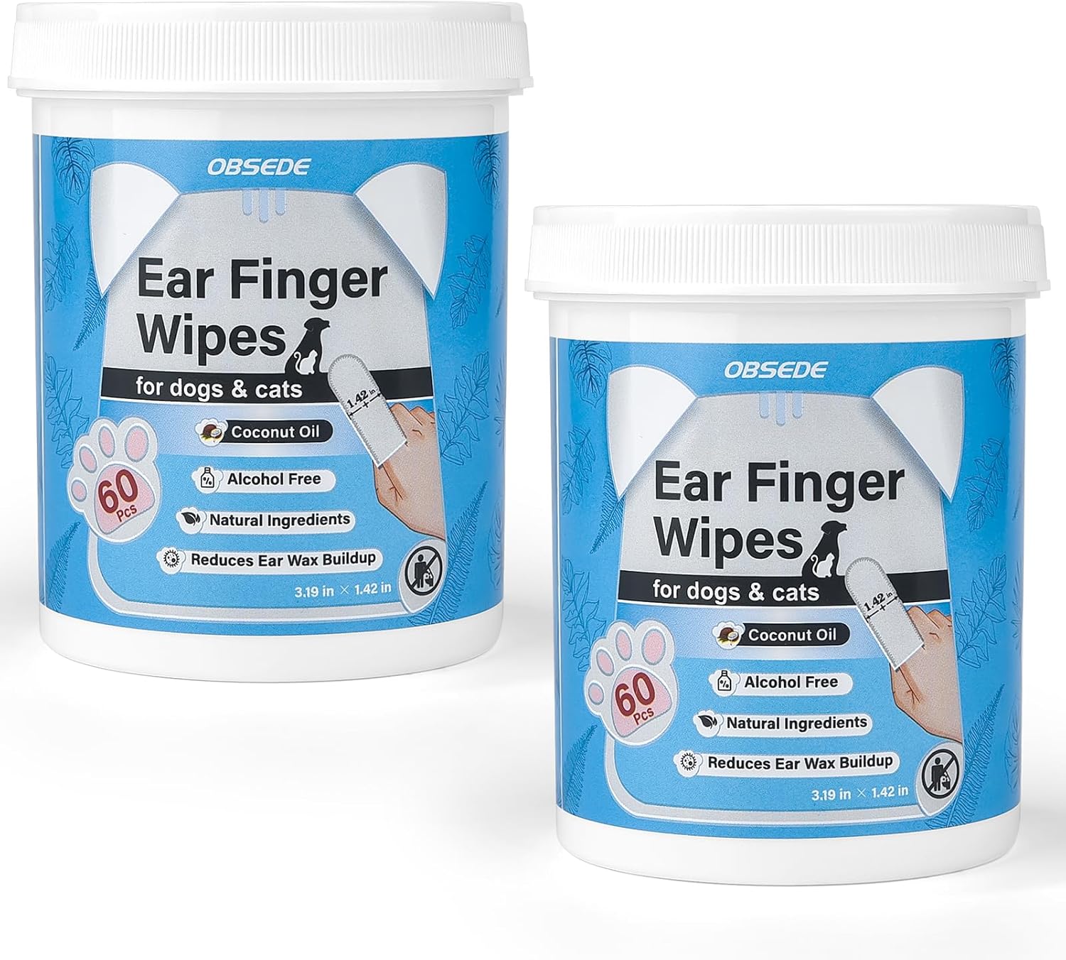 OBSEDE Ear Cleaner Finger Wipes, Grooming Kit Care for Dogs and Cats Regular Soothing Odor Control Reduce Dirt Wax Build Up Pet Supplies Easy to Use Fresh Coconut Scent, 120 Count OBSEDE Ear Cleaner Finger Wipes, Grooming Kit Care for Dogs and Cats Regular Soothing Odor Control Reduce Dirt Wax Build Up Pet Supplies Easy to Use Fresh Coconut Scent, 120 Count