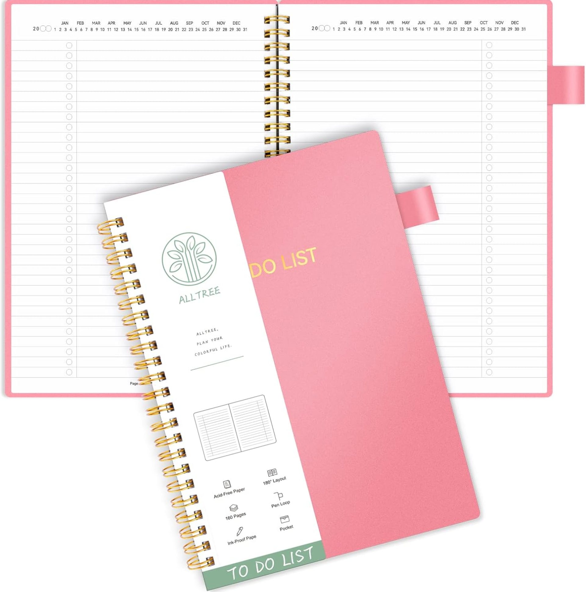 Alltree To Do List Notebook for Work, Daily To Do List Planner, To Do List Notebook Spiral Planner, Work Planner with Pocket, Pen Loop, 160 Pages, Pink (5.5″x8.5″) Alltree To Do List Notebook for Work, Daily To Do List Planner, To Do List Notebook Spiral Planner, Work Planner with Pocket, Pen Loop, 160 Pages, Pink (5.5″x8.5″)