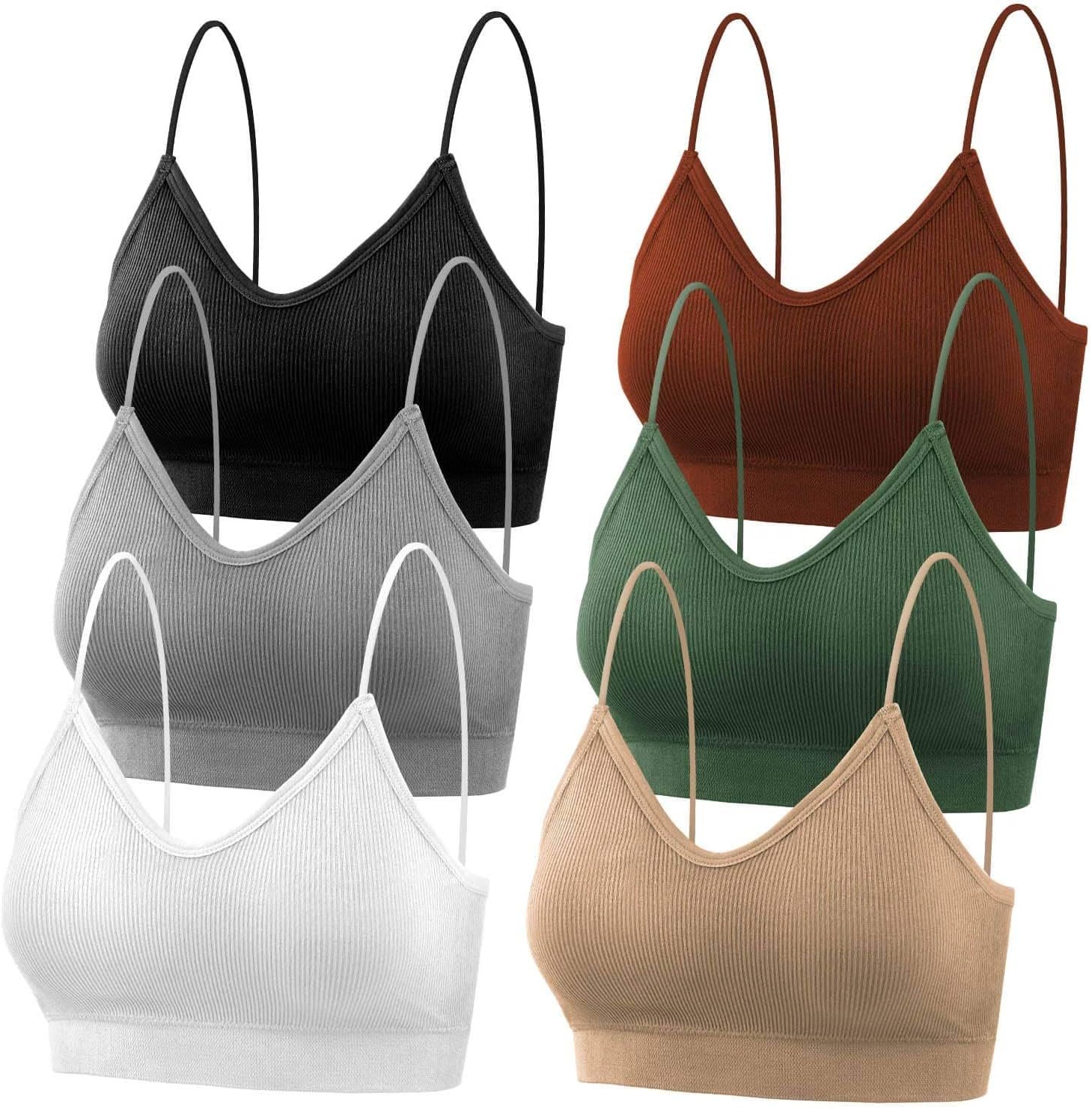 selizo Padded Bralettes for Women, 6 Pcs Sports Bras for Women Pack, V Neck Cami Bando Bra for Women Girls selizo Padded Bralettes for Women, 6 Pcs Sports Bras for Women Pack, V Neck Cami Bando Bra for Women Girls