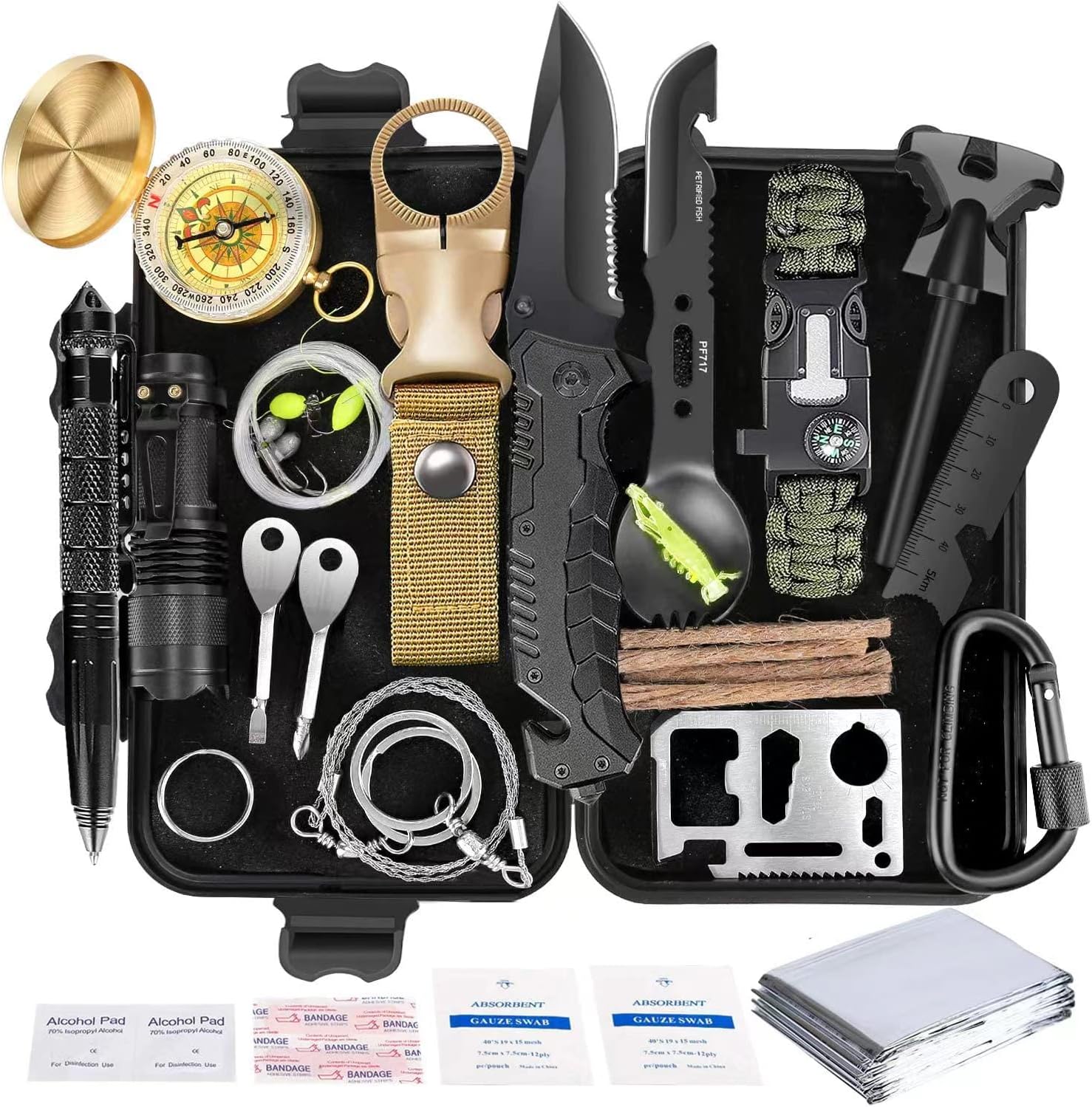 Survival Kit 35 in 1, First Aid Kit, Survival Gear, Christmas Birthday Gifts for Men Boyfriend Him Husband Camping, Hiking, Hunting, Fishing1 Survival Kit 35 in 1, First Aid Kit, Survival Gear, Christmas Birthday Gifts for Men Boyfriend Him Husband Camping, Hiking, Hunting, Fishing1