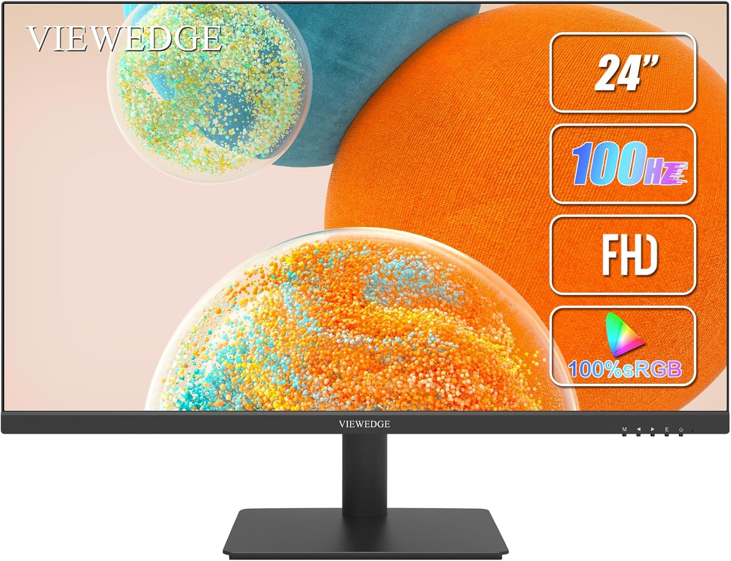 24 Inch Monitor – FHD 1080p 100Hz (Supports 75hz) Computer Monitor 24 inch with Bluelight Filter HDMI VGA Ports, 100×100 mm VESA (Wall Mountable), Ultra Thin Bezel Designed 24 Inch Monitor – FHD 1080p 100Hz (Supports 75hz) Computer Monitor 24 inch with Bluelight Filter HDMI VGA Ports, 100×100 mm VESA (Wall Mountable), Ultra Thin Bezel Designed