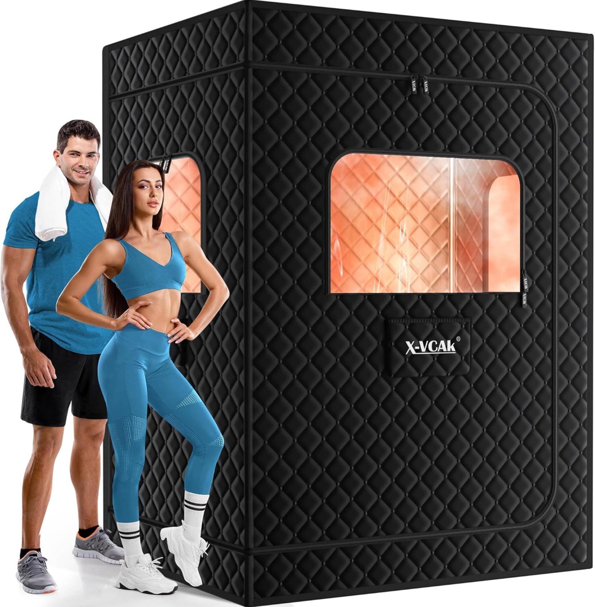 2 Person Sauna, Extra Large Sauna Box, Portable Steam Sauna Tent with 2 Steamers, 2 Folding Chair, 71”x 49”x 36”, Black 2 Person Sauna, Extra Large Sauna Box, Portable Steam Sauna Tent with 2 Steamers, 2 Folding Chair, 71”x 49”x 36”, Black