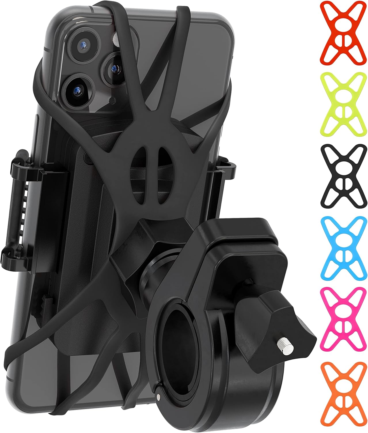 TruActive Premium Bike Phone Mount Holder | Universal Cell Phone Mount for 4″-7″ Phones | Includes 6 Reusable Color Bands | Tool Free Handlebar Mount for Bicycle, Motorcycle, Electric Scooter, ATV TruActive Premium Bike Phone Mount Holder | Universal Cell Phone Mount for 4″-7″ Phones | Includes 6 Reusable Color Bands | Tool Free Handlebar Mount for Bicycle, Motorcycle, Electric Scooter, ATV