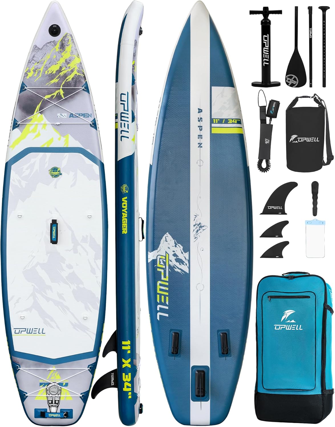 UPWELL 11’2/11’/10’8″/10’6”/10’2” Inflatable Stand Up Paddle Board with sup Accessories Including Backpack, Repairing Kits, Non-Slip Deck, Leash, 3 Fins, Paddle and Hand Pump UPWELL 11’2/11’/10’8″/10’6”/10’2” Inflatable Stand Up Paddle Board with sup Accessories Including Backpack, Repairing Kits, Non-Slip Deck, Leash, 3 Fins, Paddle and Hand Pump