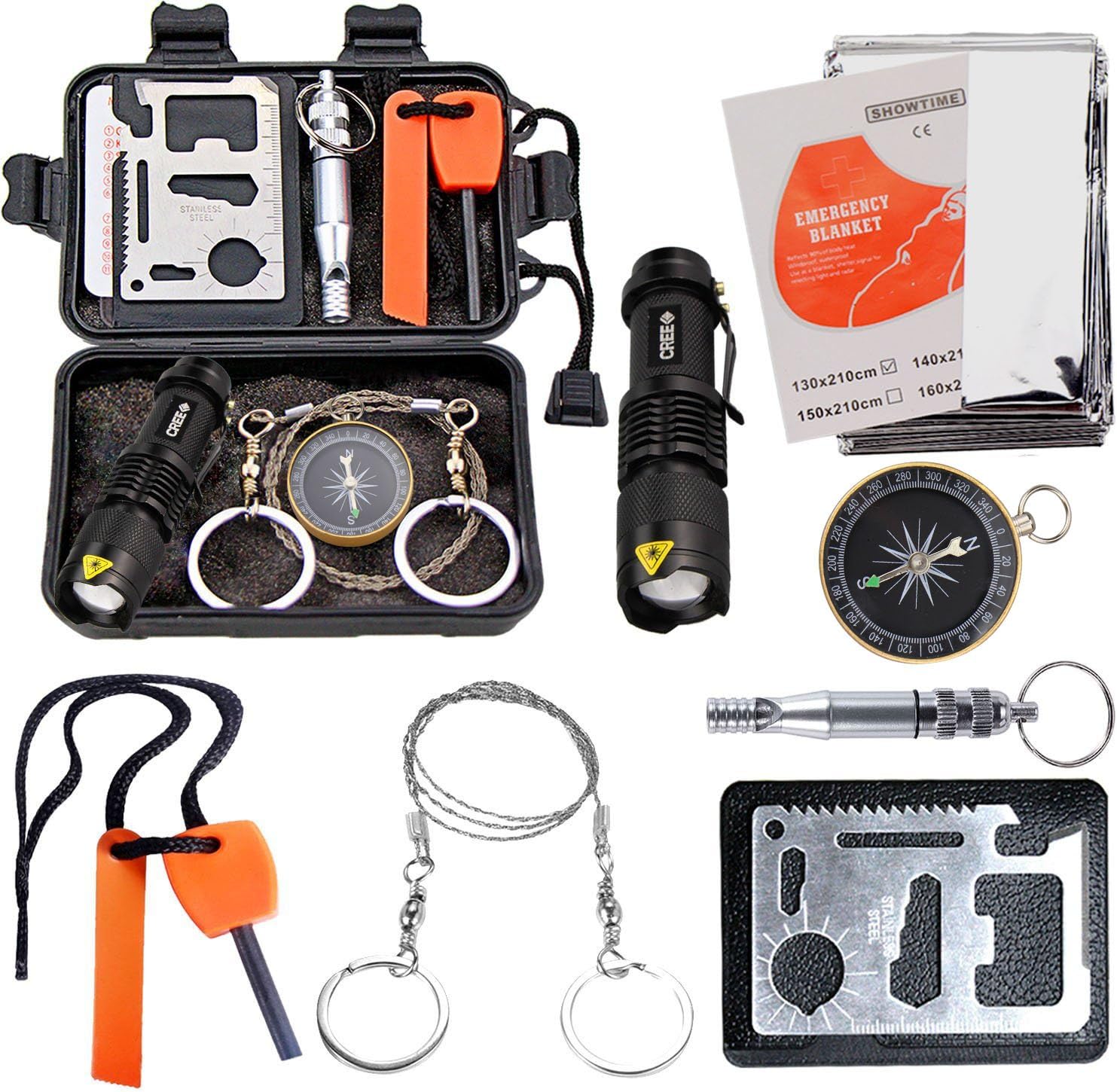 EMDMAK Survival Kit Outdoor Emergency Gear Kit for Camping Hiking Travelling or Adventures EMDMAK Survival Kit Outdoor Emergency Gear Kit for Camping Hiking Travelling or Adventures
