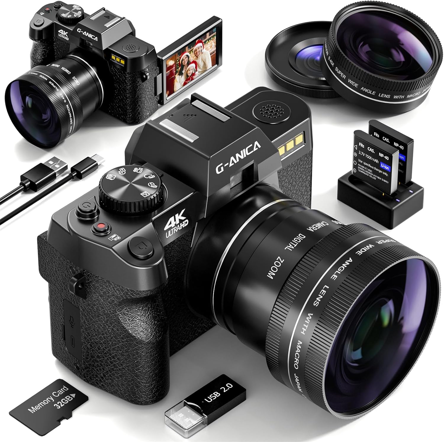 4K Digital Cameras for Photography, 48MP Vlogging Camera for YouTube with WiFi, 180° Flip Screen Compact Camera with Flash, 16X Digital Zoom Travel Camera with Wide-Angle &Macro Lens 4K Digital Cameras for Photography, 48MP Vlogging Camera for YouTube with WiFi, 180° Flip Screen Compact Camera with Flash, 16X Digital Zoom Travel Camera with Wide-Angle &Macro Lens
