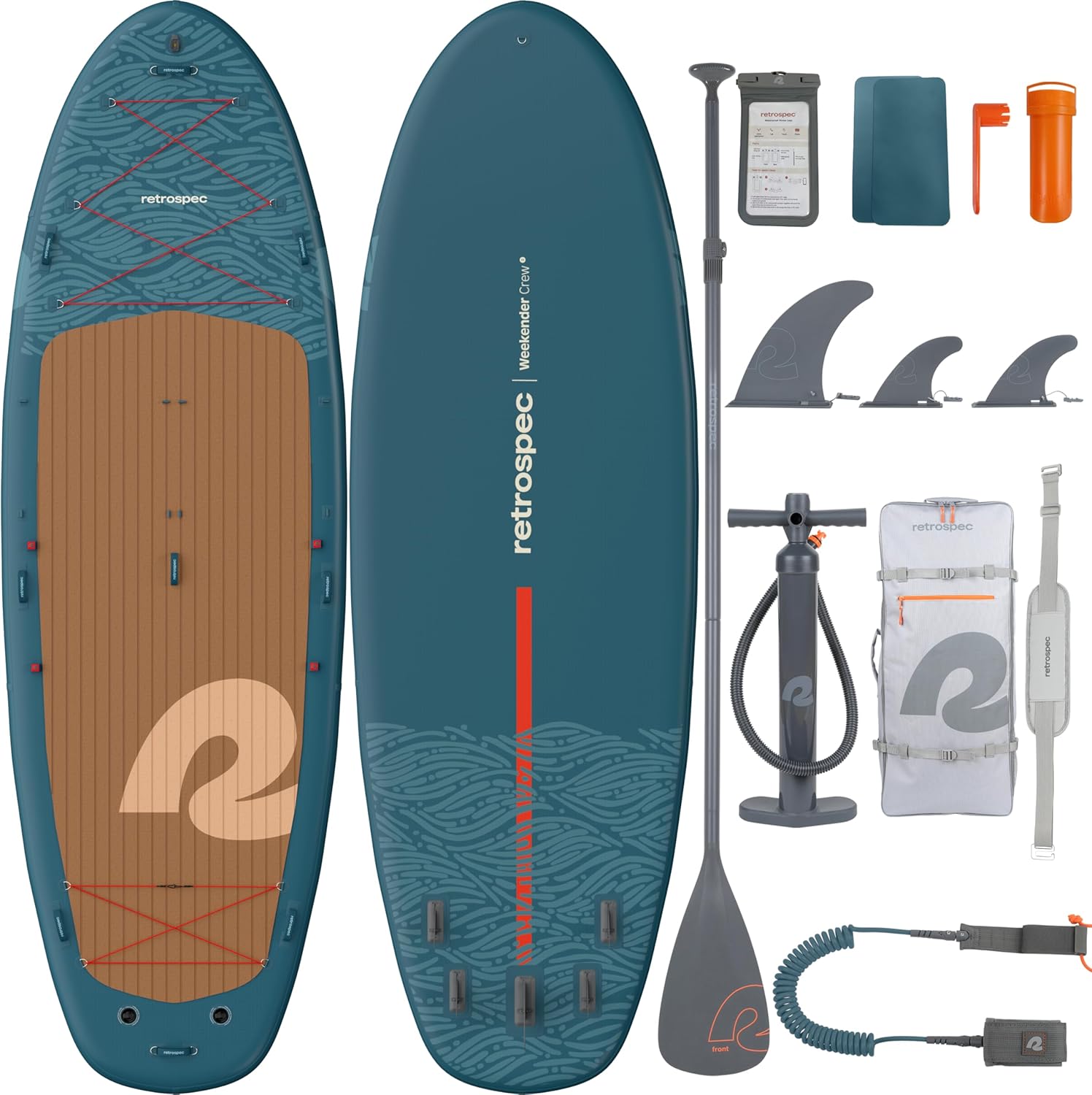 Retrospec Weekender Crew 12 ft & XL Multi Person Paddle Board for 2-5 People, Puncture Resistant & Durable, 500 & 1050 LB Capacity Lightweight iSUP Inflatable Paddle Board Retrospec Weekender Crew 12 ft & XL Multi Person Paddle Board for 2-5 People, Puncture Resistant & Durable, 500 & 1050 LB Capacity Lightweight iSUP Inflatable Paddle Board