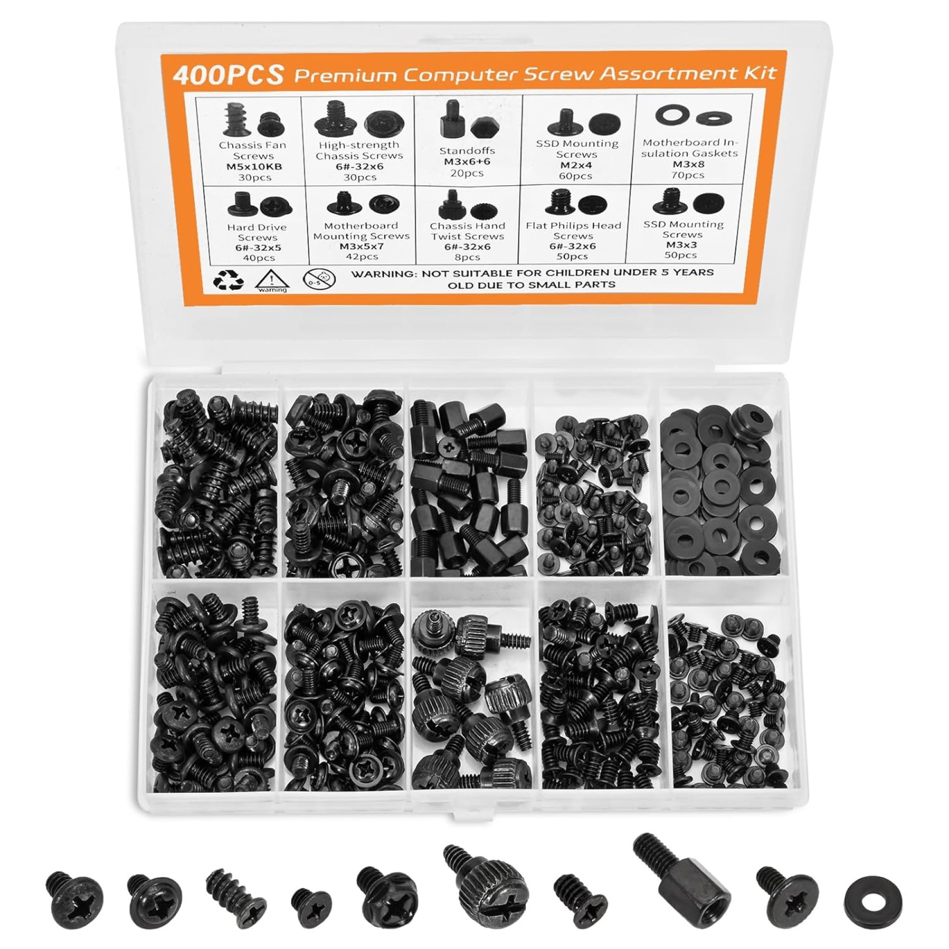 400Pcs Premium Computer Screws Kit for PC, Includes Motherboard Screws, Standoffs, SSD Mounting Screws, PC Case, Fan, and Hard Drive Screws – High-Strength & Durable for Custom Builds and Repairs 400Pcs Premium Computer Screws Kit for PC, Includes Motherboard Screws, Standoffs, SSD Mounting Screws, PC Case, Fan, and Hard Drive Screws – High-Strength & Durable for Custom Builds and Repairs