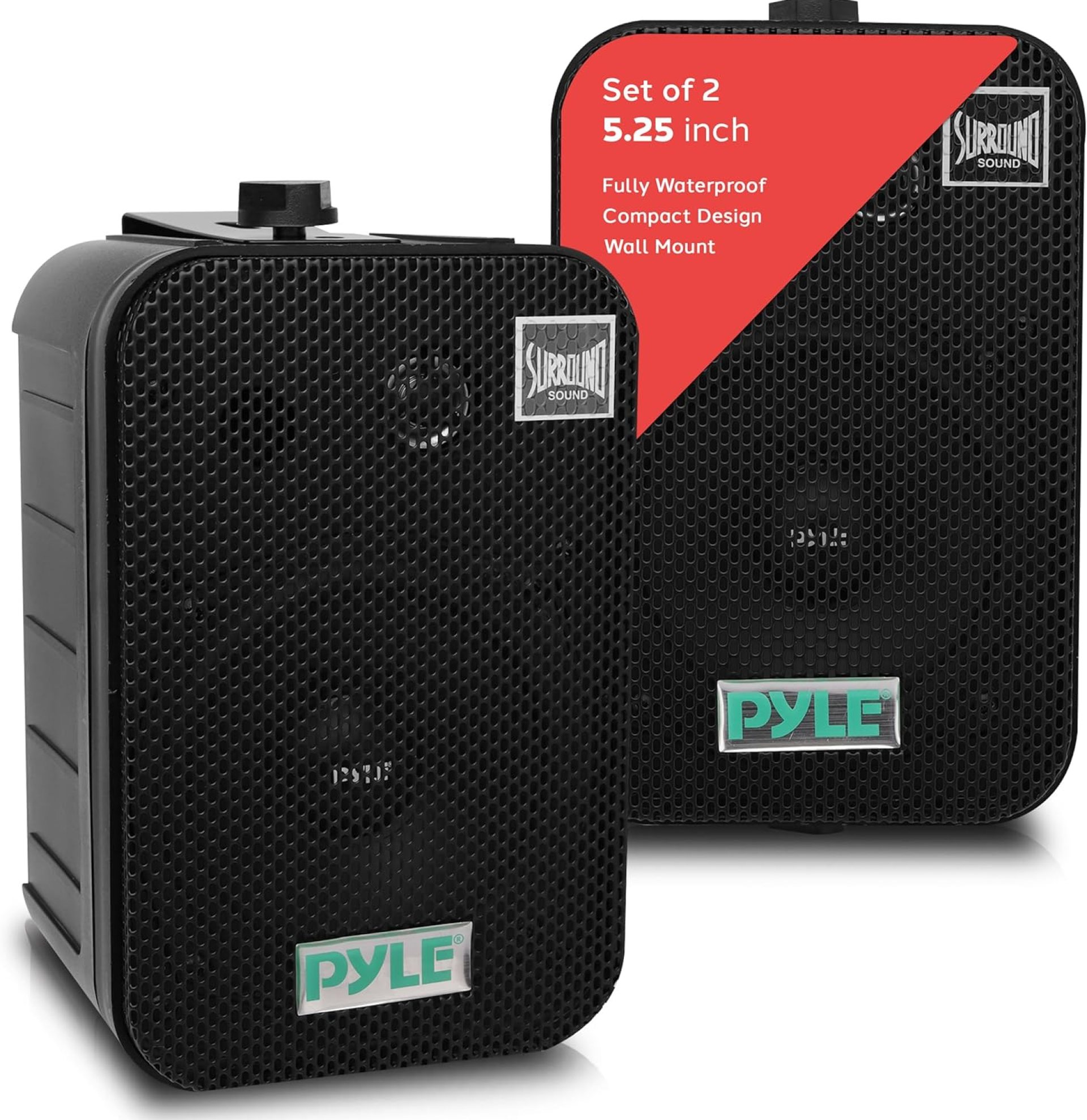 Pyle Home Dual Waterproof Outdoor Speaker System – 5.25 Inch Pair of Weatherproof Wall/Ceiling Mounted Speakers w/Heavy Duty Grill, Universal Mount – for Use in The Pool, Patio, Indoor PDWR40B (Black) Pyle Home Dual Waterproof Outdoor Speaker System – 5.25 Inch Pair of Weatherproof Wall/Ceiling Mounted Speakers w/Heavy Duty Grill, Universal Mount – for Use in The Pool, Patio, Indoor PDWR40B (Black)
