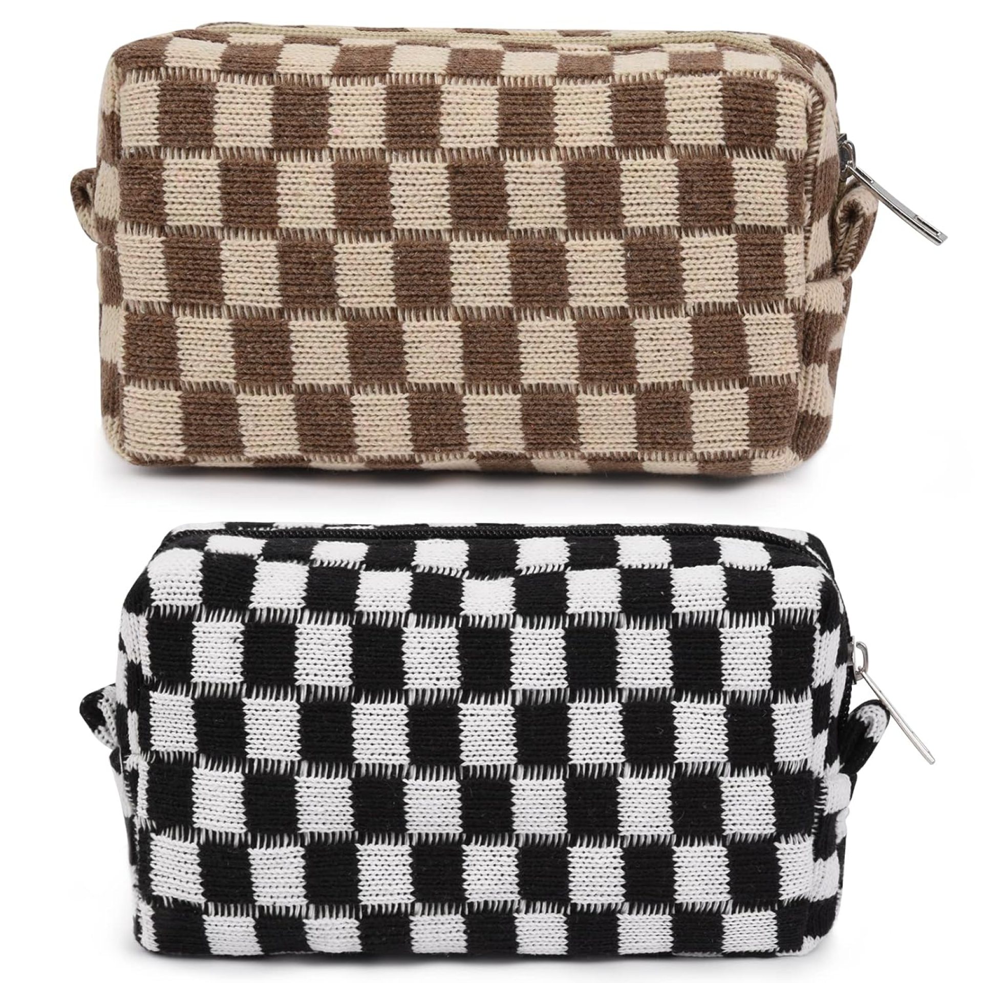 SOIDRAM 2 Pieces Checkered Cosmetic Travel Bags – Cute Makeup Pouch Organizers With Brush Storage for Women SOIDRAM 2 Pieces Checkered Cosmetic Travel Bags – Cute Makeup Pouch Organizers With Brush Storage for Women