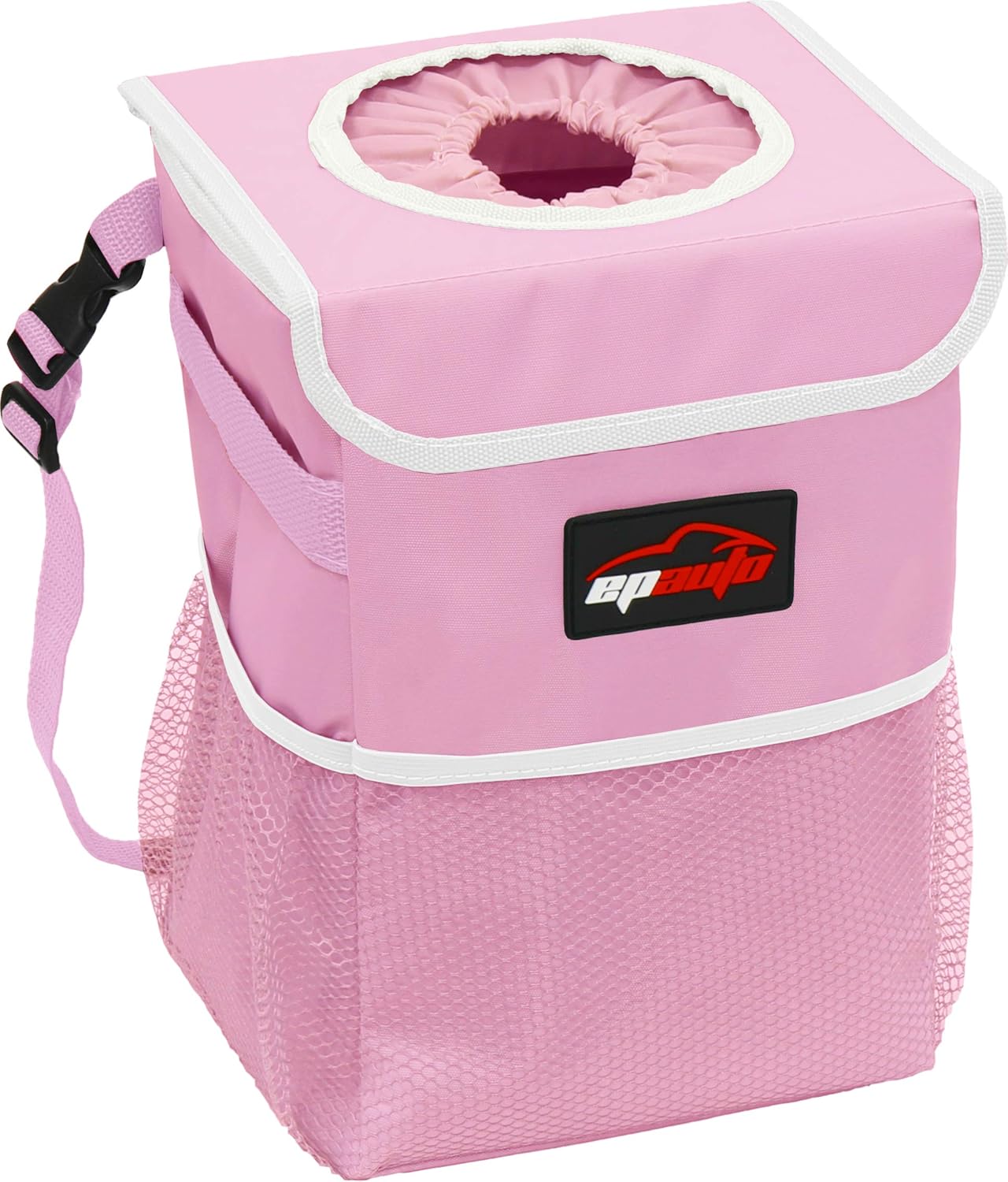 EPAuto Waterproof Car Trash Can with Lid and Storage Pockets, Pink EPAuto Waterproof Car Trash Can with Lid and Storage Pockets, Pink