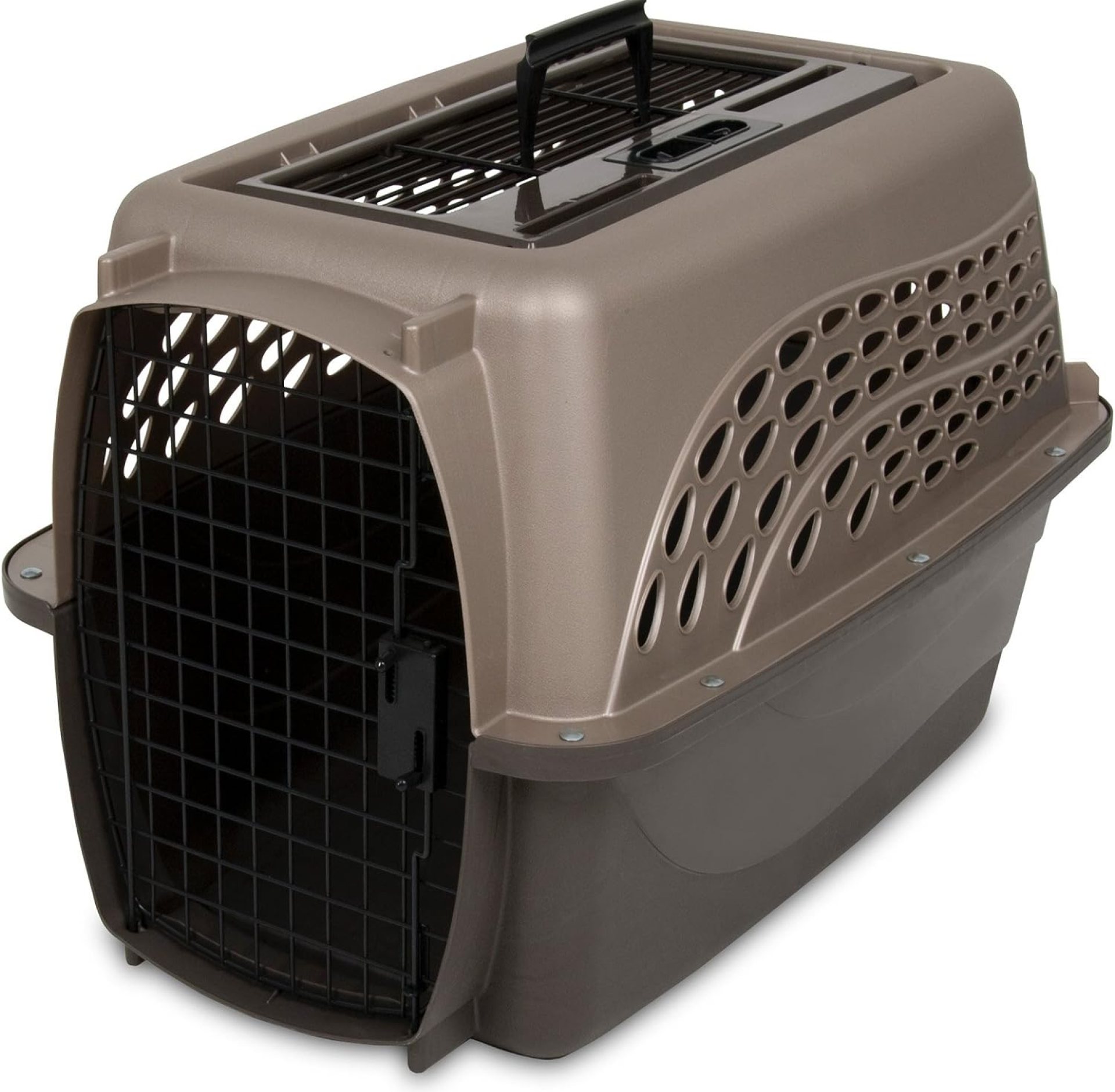 Petmate Dog Crates for Small Dogs & Cat Carriers, Two-Door Plastic Pet Kennel, Top & Front Loading, Made in USA, 24″, Tan Petmate Dog Crates for Small Dogs & Cat Carriers, Two-Door Plastic Pet Kennel, Top & Front Loading, Made in USA, 24″, Tan