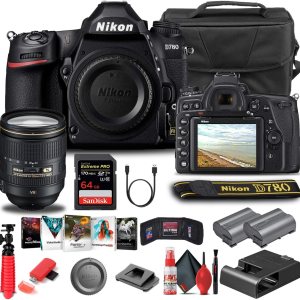 Nikon D780 DSLR Camera (Body Only) (1618) + Nikon 24-120mm Lens + 64GB Memory Card + Case + Corel Photo Software + EN-EL 15 Battery + HDMI Cable + More (International Model) (Renewed)