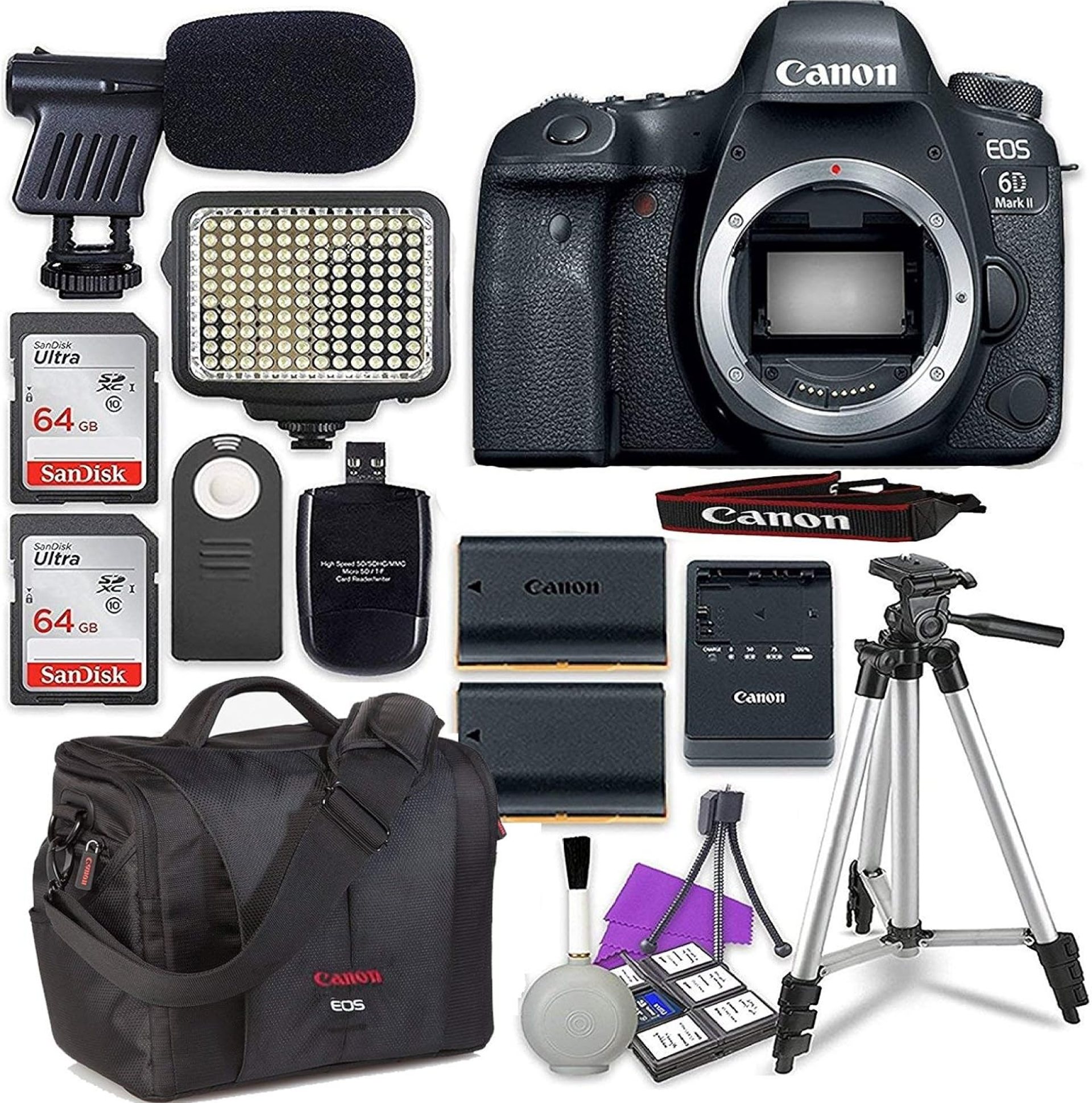 Canon EOS 6D Mark II Digital SLR Camera Body + 2X 64GB SDHC Memory Cards + Accessory Bundle (Renewed) Canon EOS 6D Mark II Digital SLR Camera Body + 2X 64GB SDHC Memory Cards + Accessory Bundle (Renewed)
